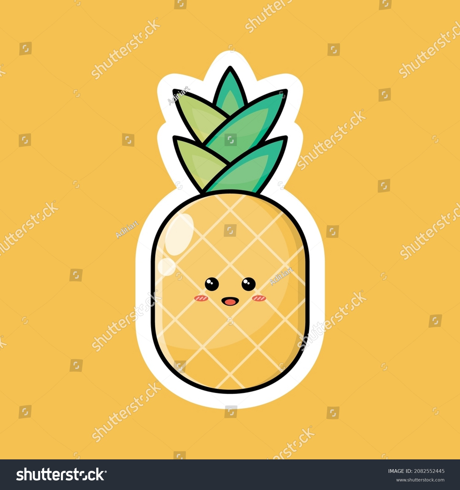 Cute Fruit Cartoon Character Happy Smiling Stock Vector Royalty Free