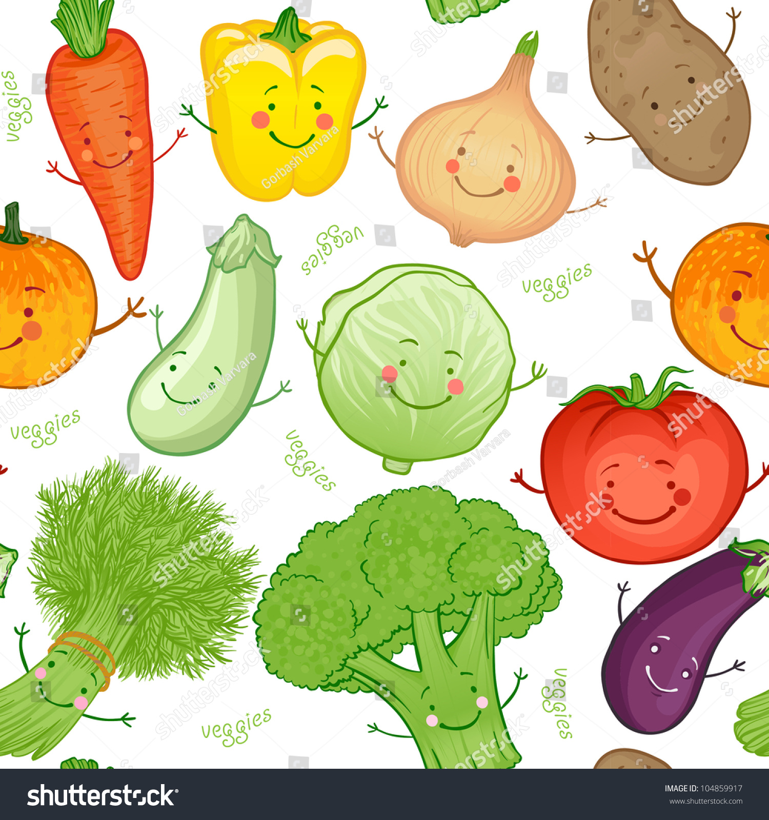 Cute Funny Vegetables Vector Seamless Pattern Vector De Stock Libre