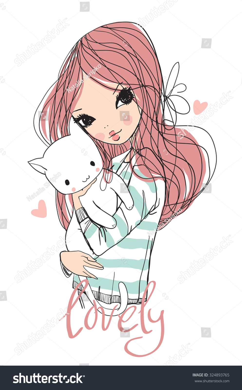 clipart girl with cat - photo #30