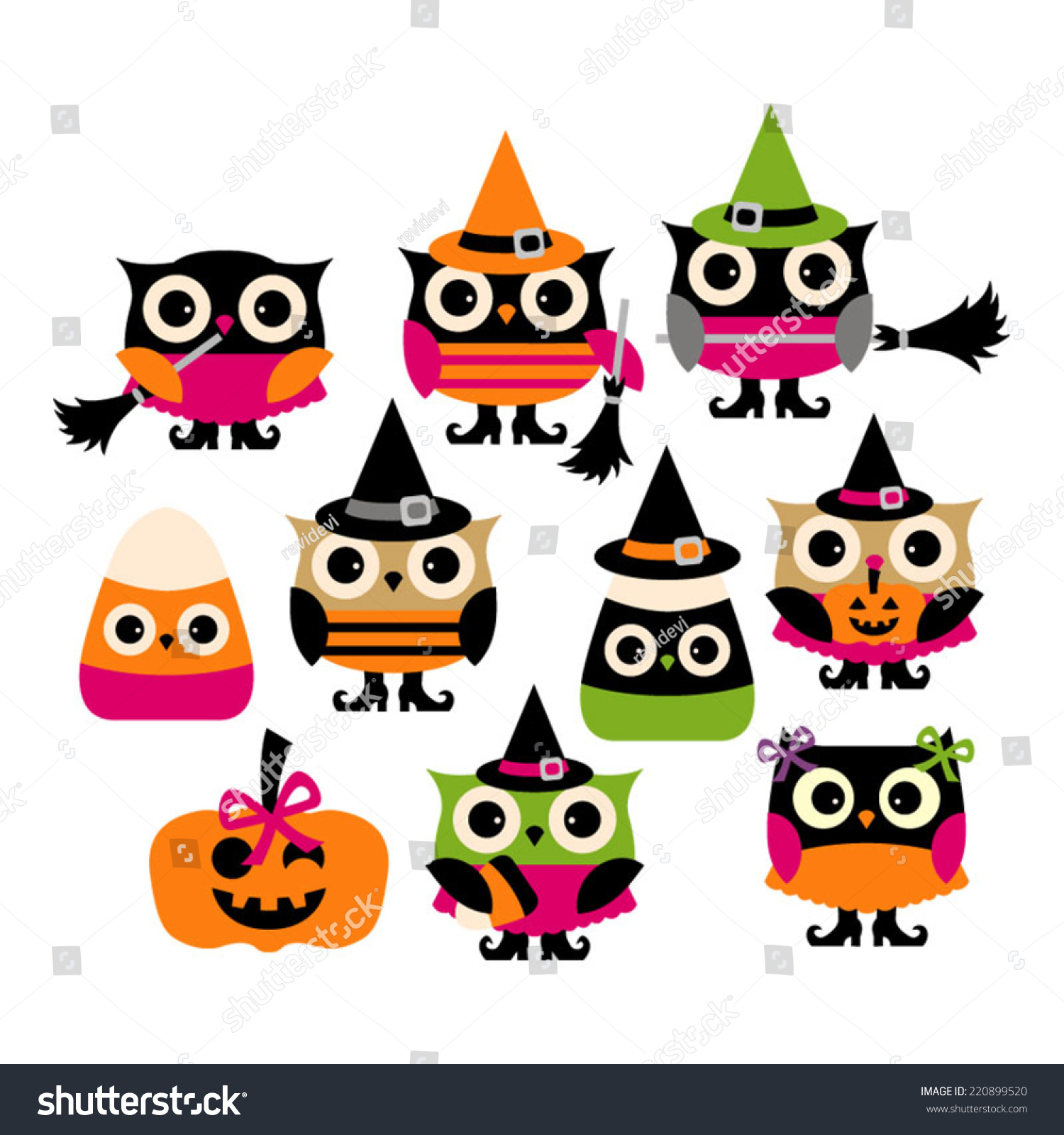 Cute Halloween Owl Vector Clip Art Stock Vector 220899520 ...