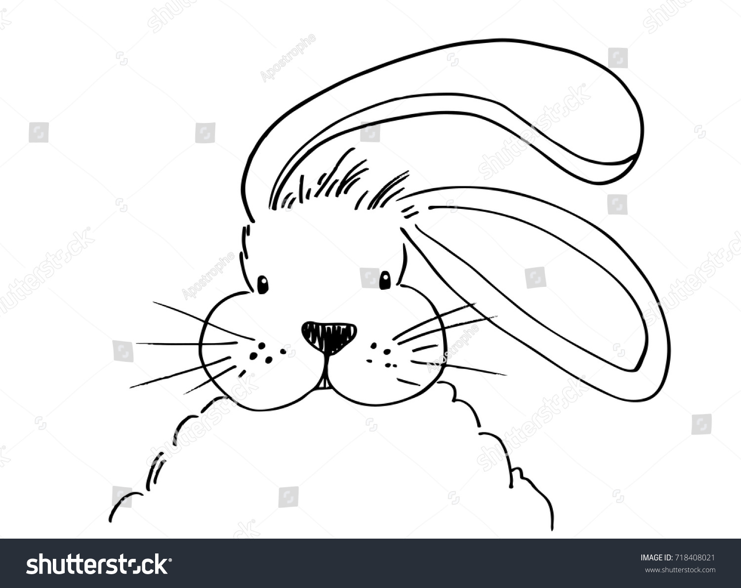 Cute Hand Drawn Bunny Rabbit Vector เวกเตอรสตอก ปลอดคาลขสทธ