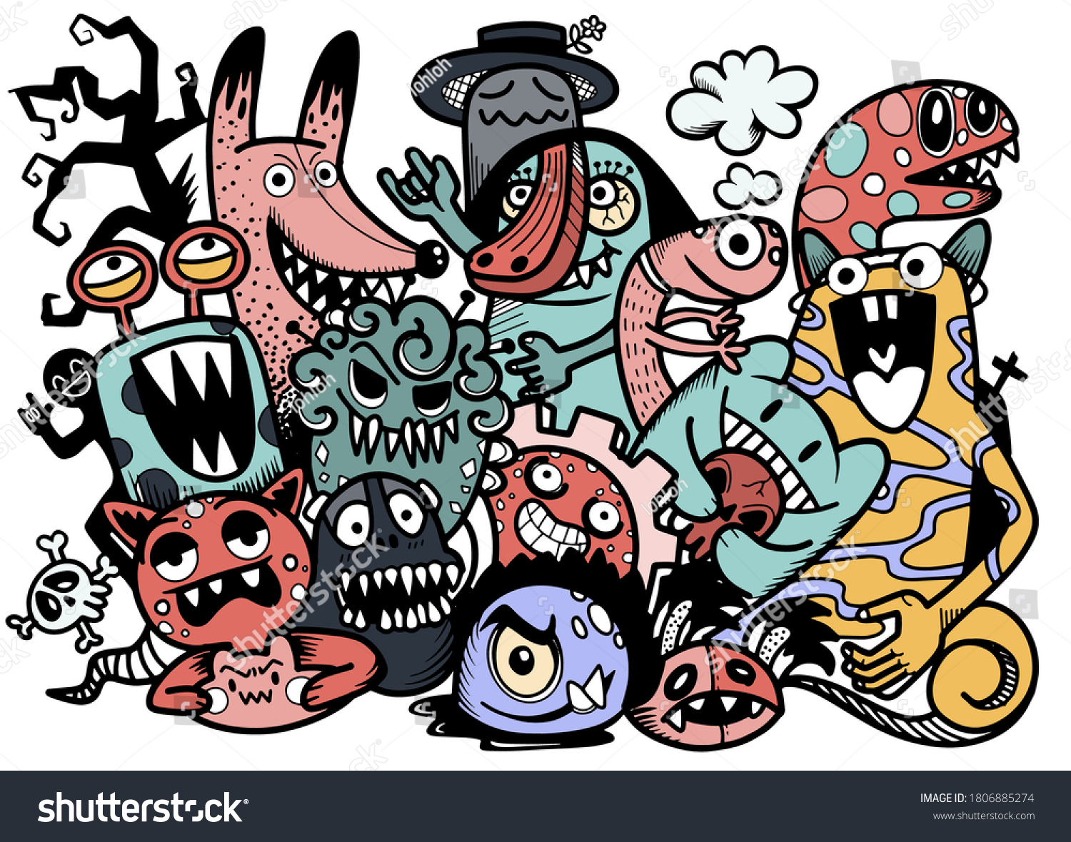 Cute Hand Drawn Halloween Doodles Vector Stock Vector Royalty Free