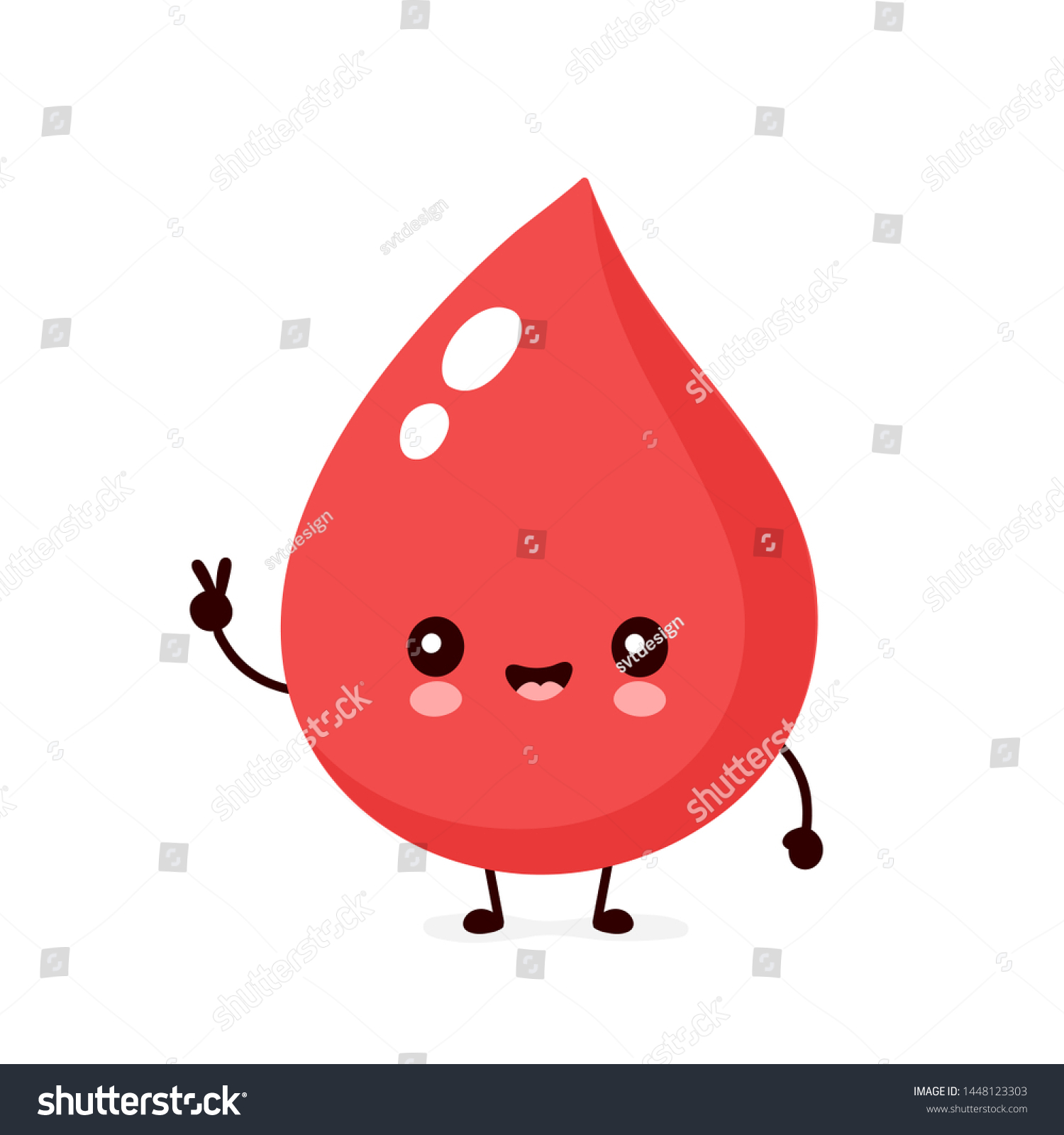 Cute Happy Smiling Blood Drop Cartoon Stock Vector Royalty Free