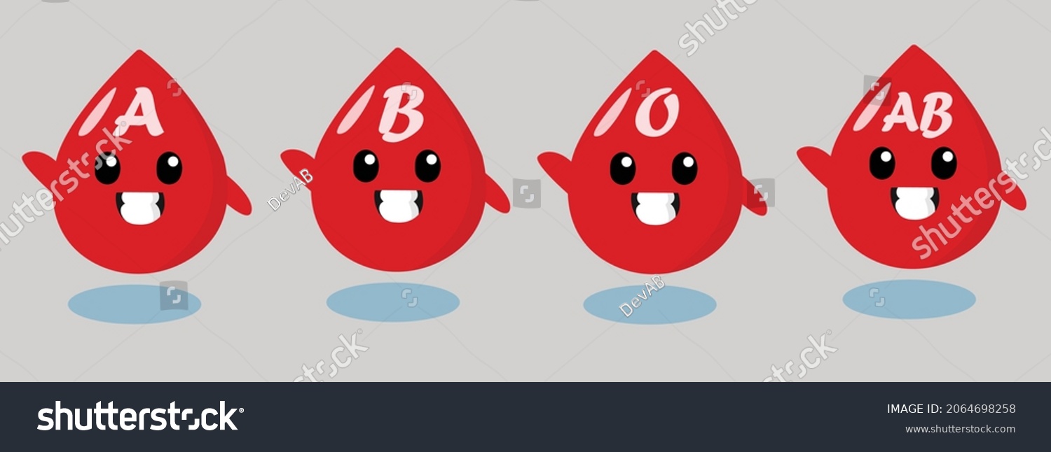 Cute Happy Smiling Blood Drop Groups Stock Vector Royalty Free