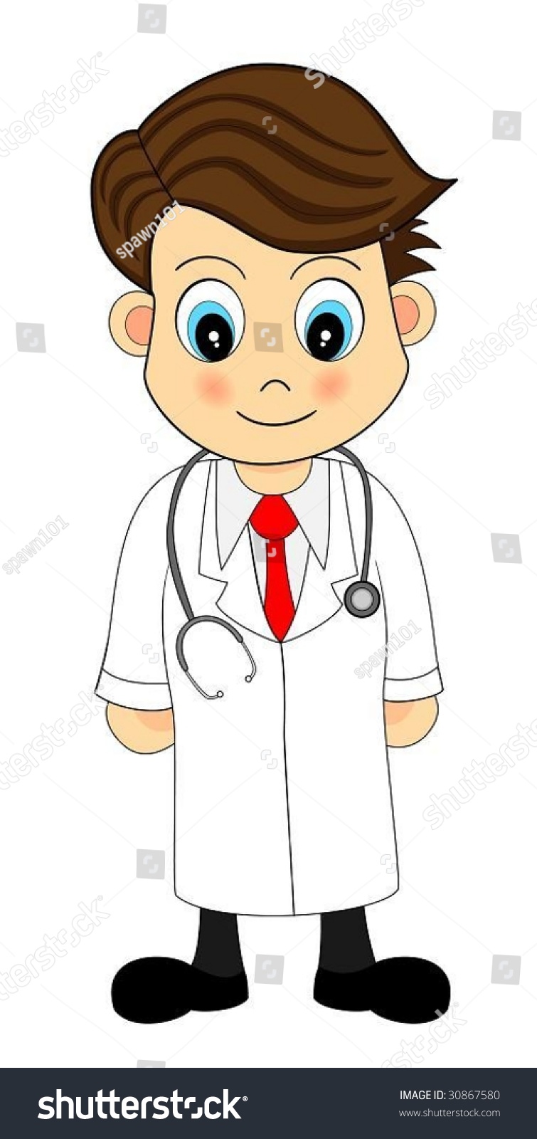 Cute Looking Cartoon Illustration Doctor Stock Vector 30867580