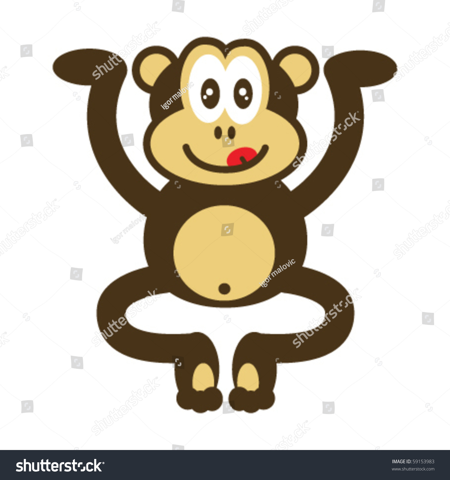 Cute Monkey Drawing Stock Vector 59153983 - Shutterstock