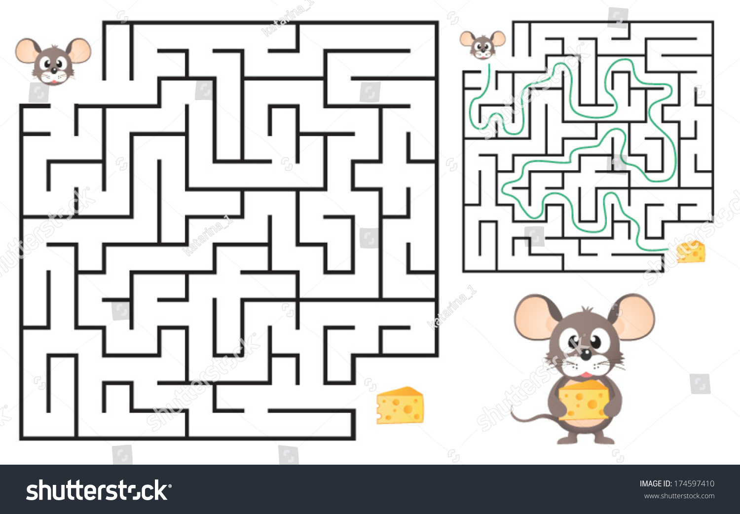 Cute Mouses Maze Game Help Mouse Stock Vector 174597410 ...