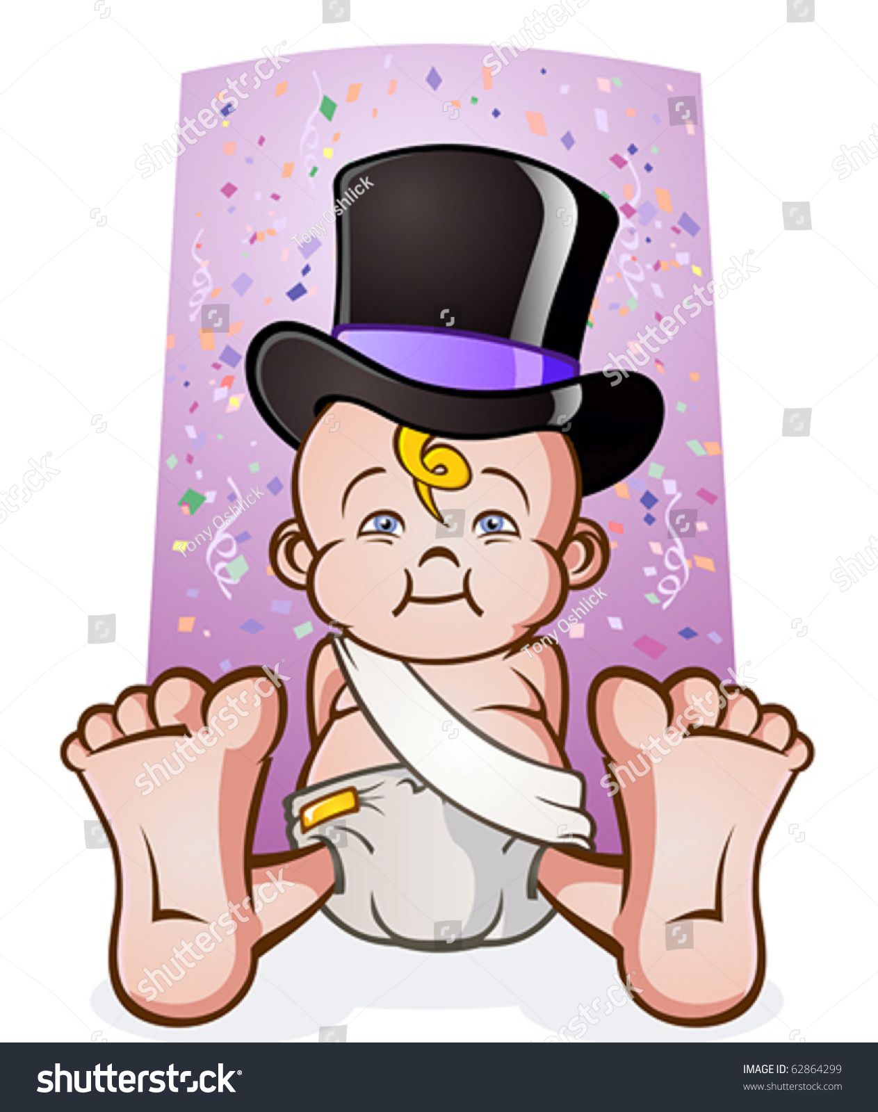 Cute New Years Eve Baby Cartoon Character In A Top Hat ...