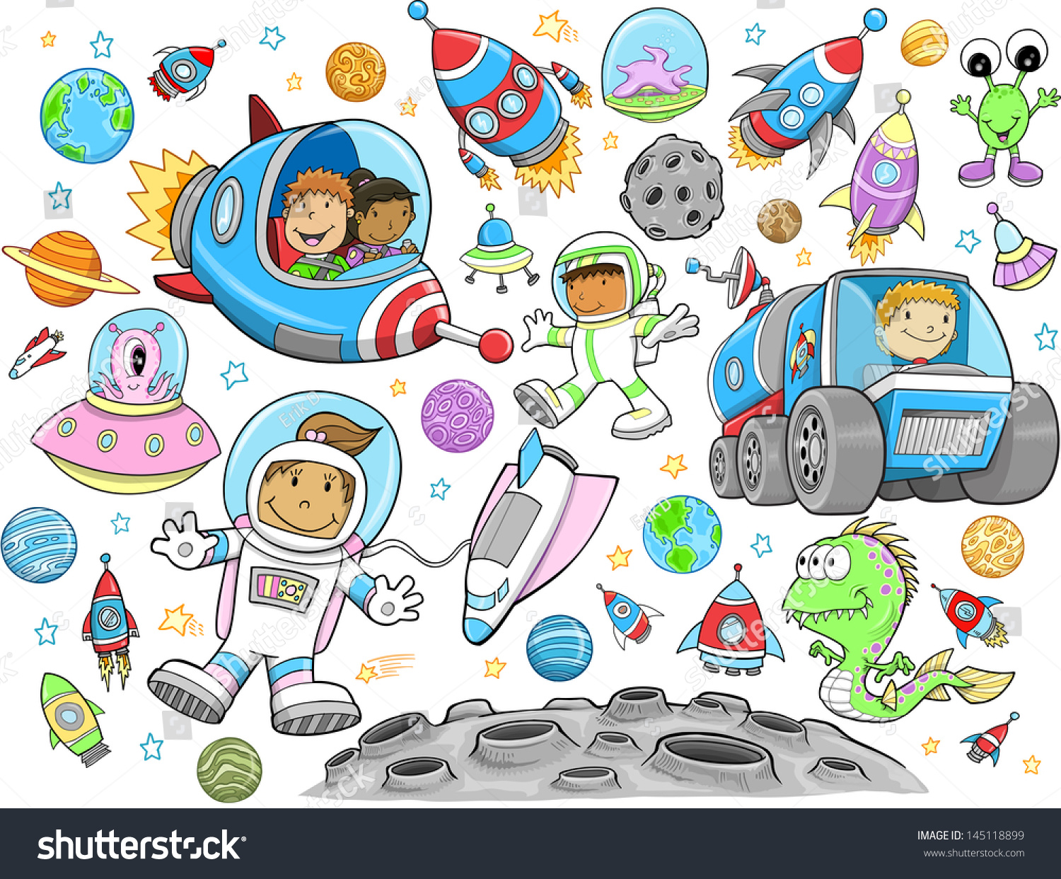 Cute Outer Space Vector Illustration Design Stock Vector Royalty Free