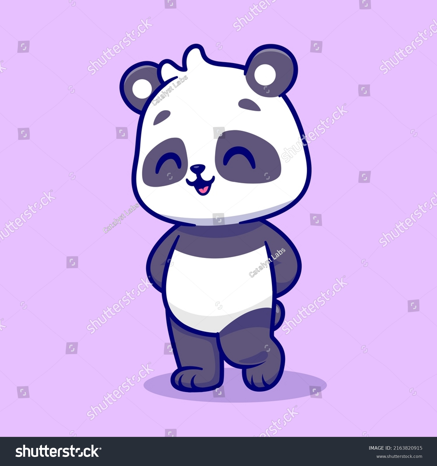 Cute Panda Shy Cartoon Vector Icon Stock Vector Royalty Free