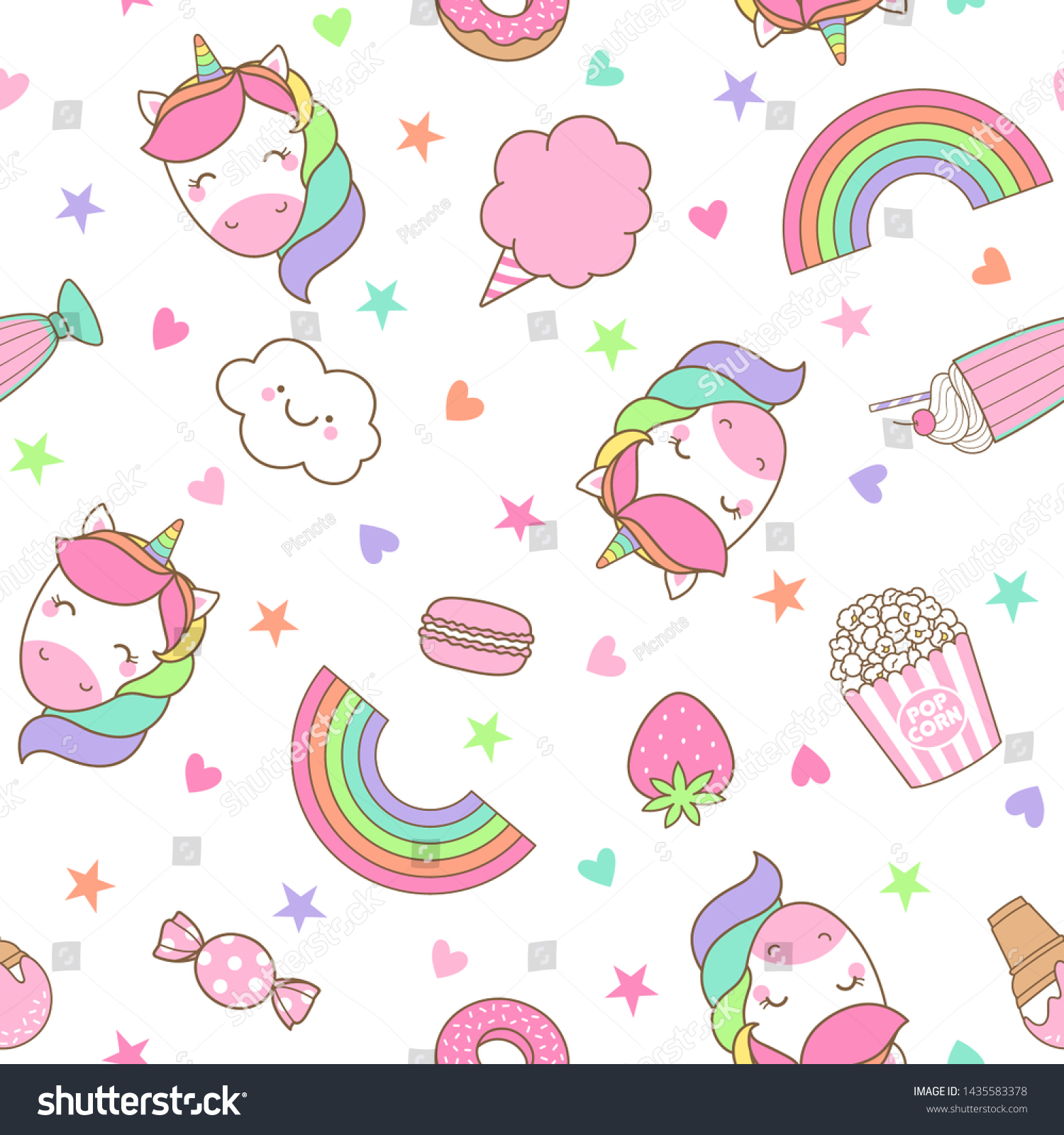 Cute Pastel Unicorn Dessert Seamless Pattern Stock Vector Royalty Free