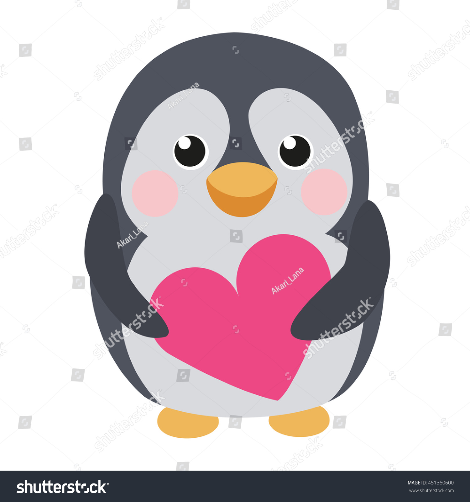 Cute Penguin With Heart Stock Vector Illustration Shutterstock