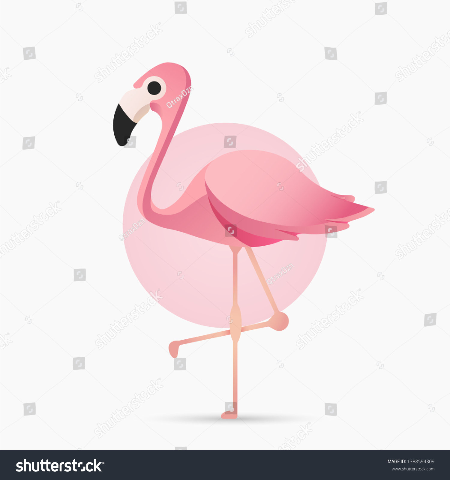 Cute Pink Flamingo Isolated On White Stock Vector Royalty Free