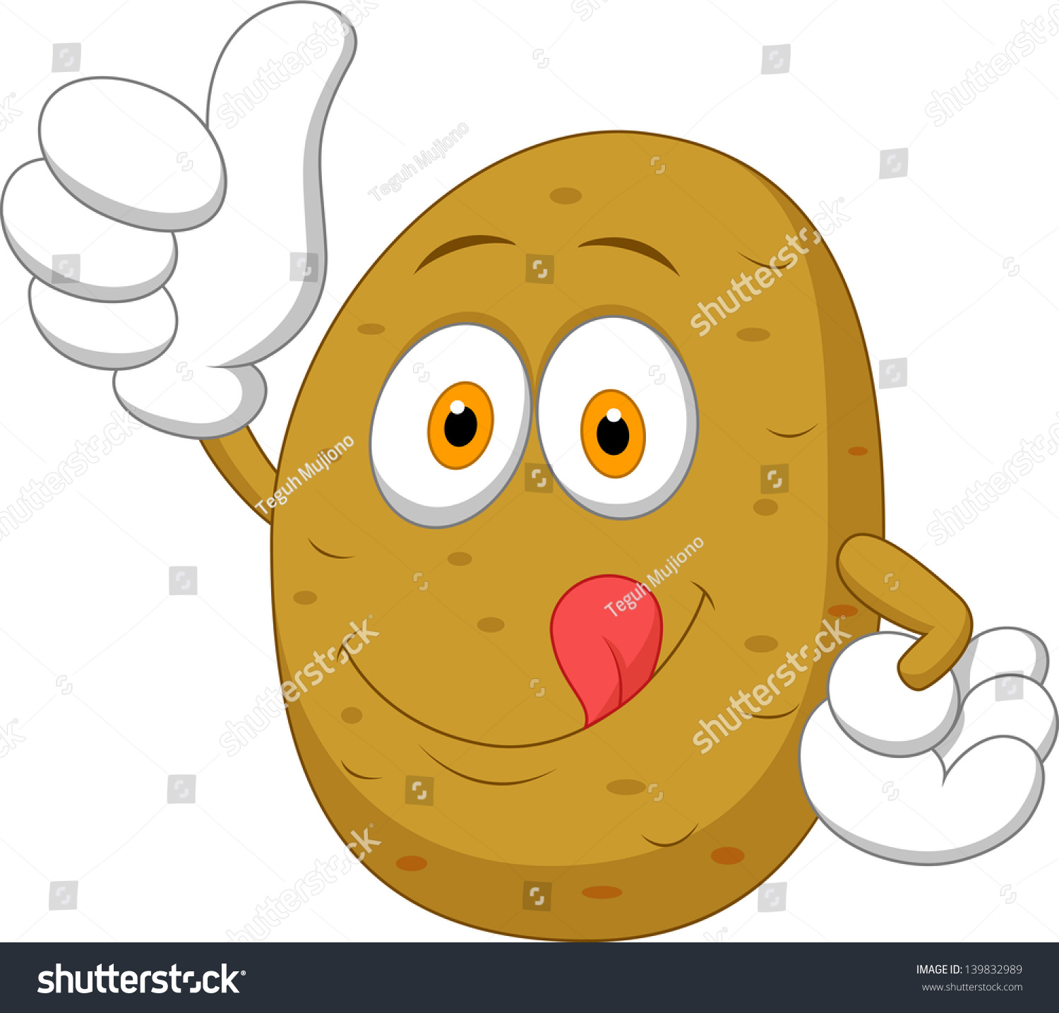 Cute Potato Cartoon Thumb Up Stock Vector Illustration 139832989 Shutterstock 8859