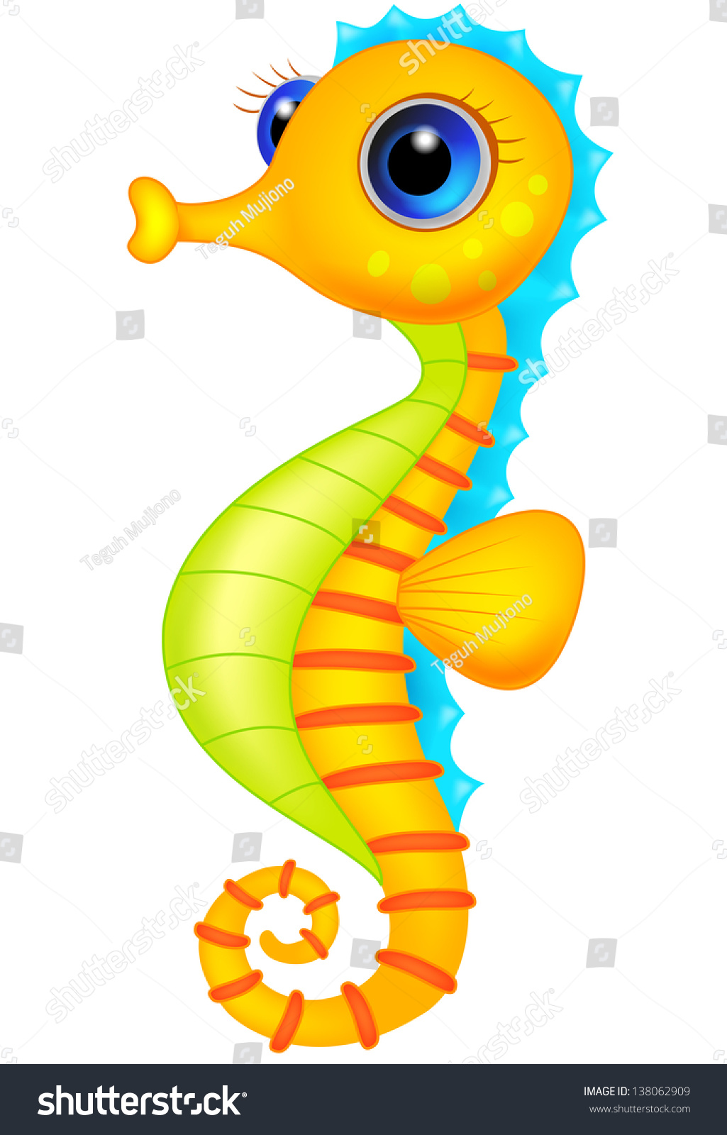 Cute Sea Horse Cartoon Stock Vector Illustration 138062909 : Shutterstock