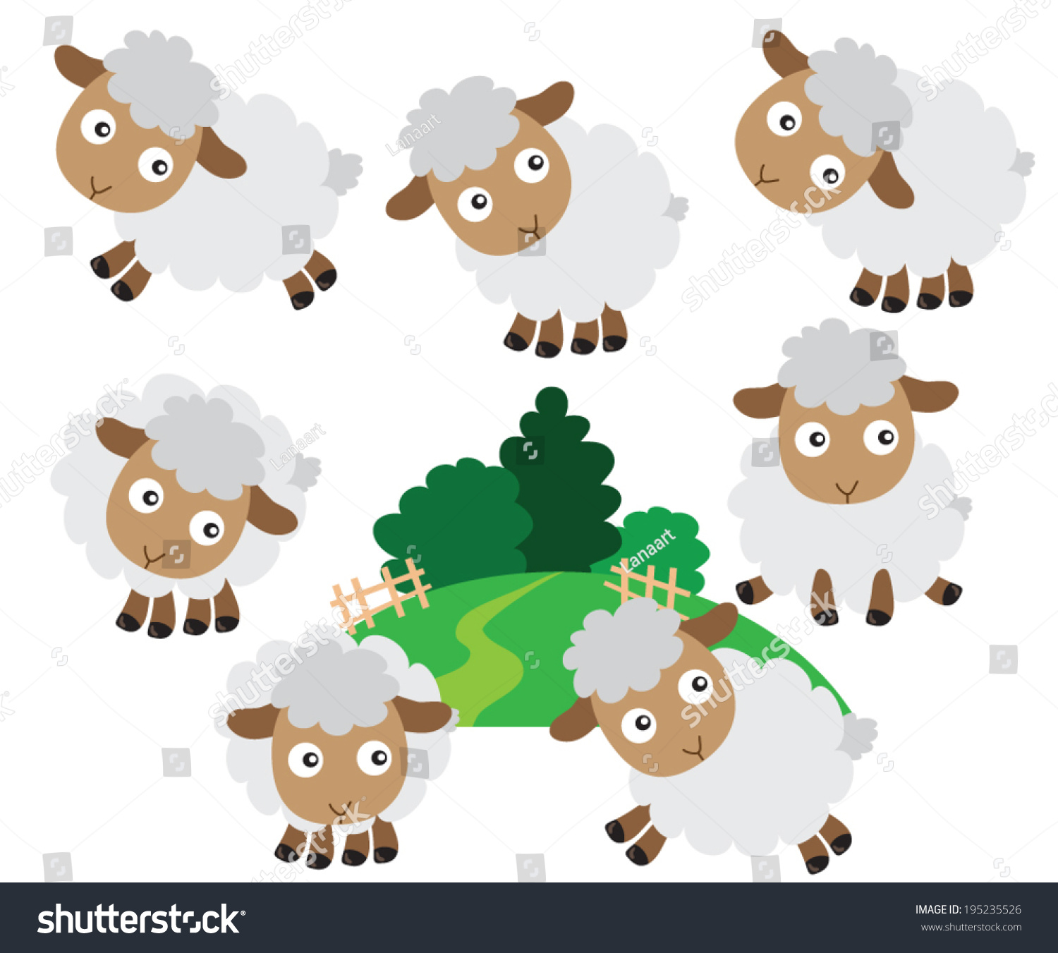 Cute Sheep Vector Illustration Stock Vector 195235526 Shutterstock 4329