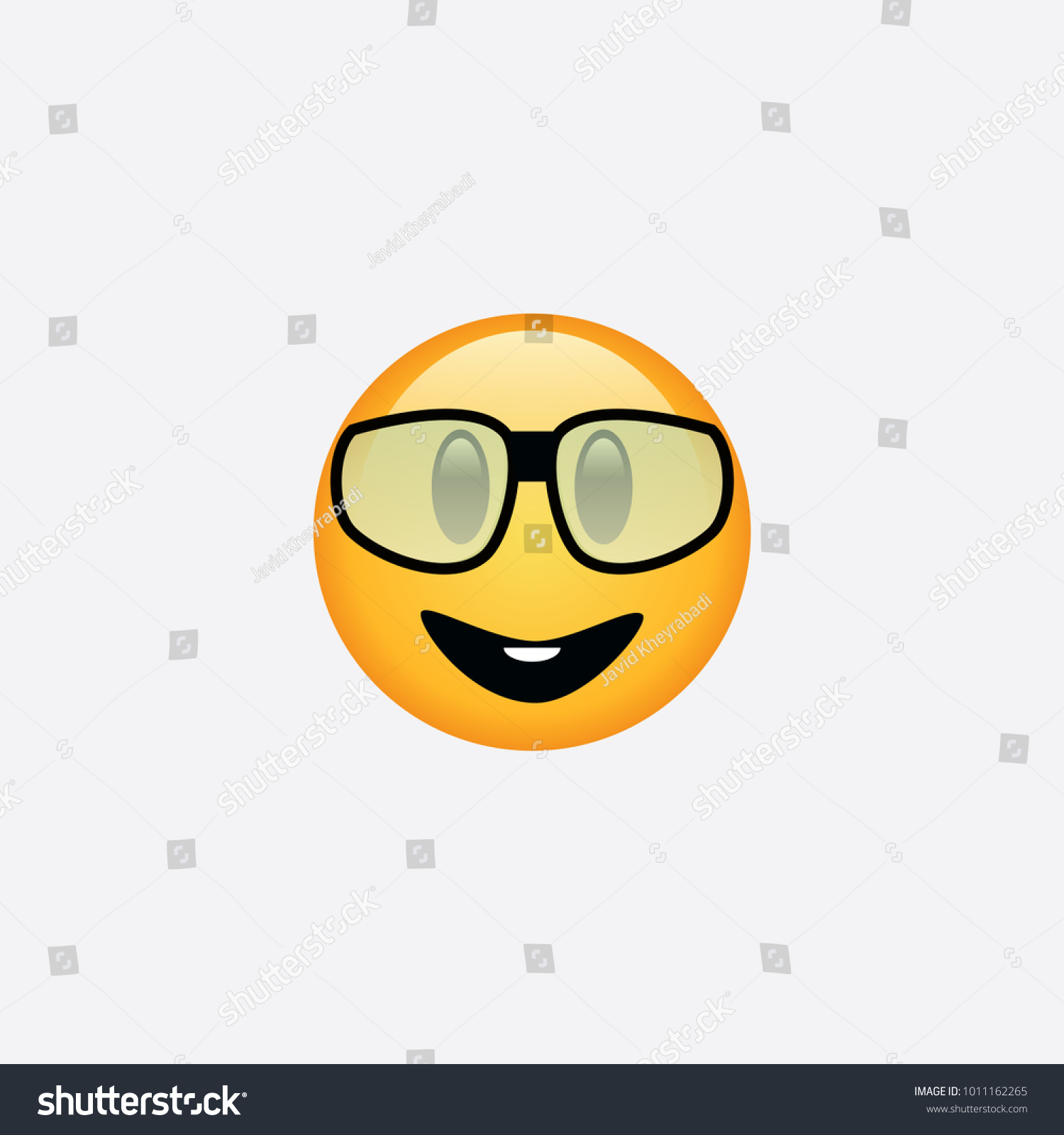 Cute Smiling Emoticon Wearing Eyeglasses Emoji Stock Vektor Royaltyfri