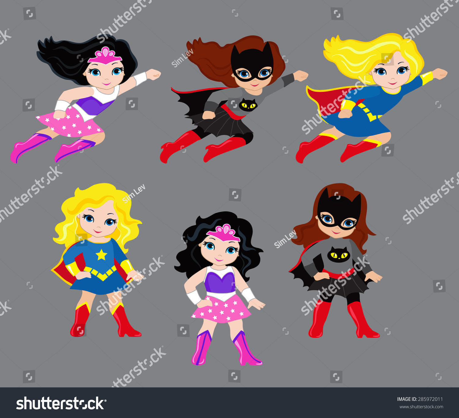 Cute Superhero Girl Vector Clip Art Set. - 285972011 : Shutterstock