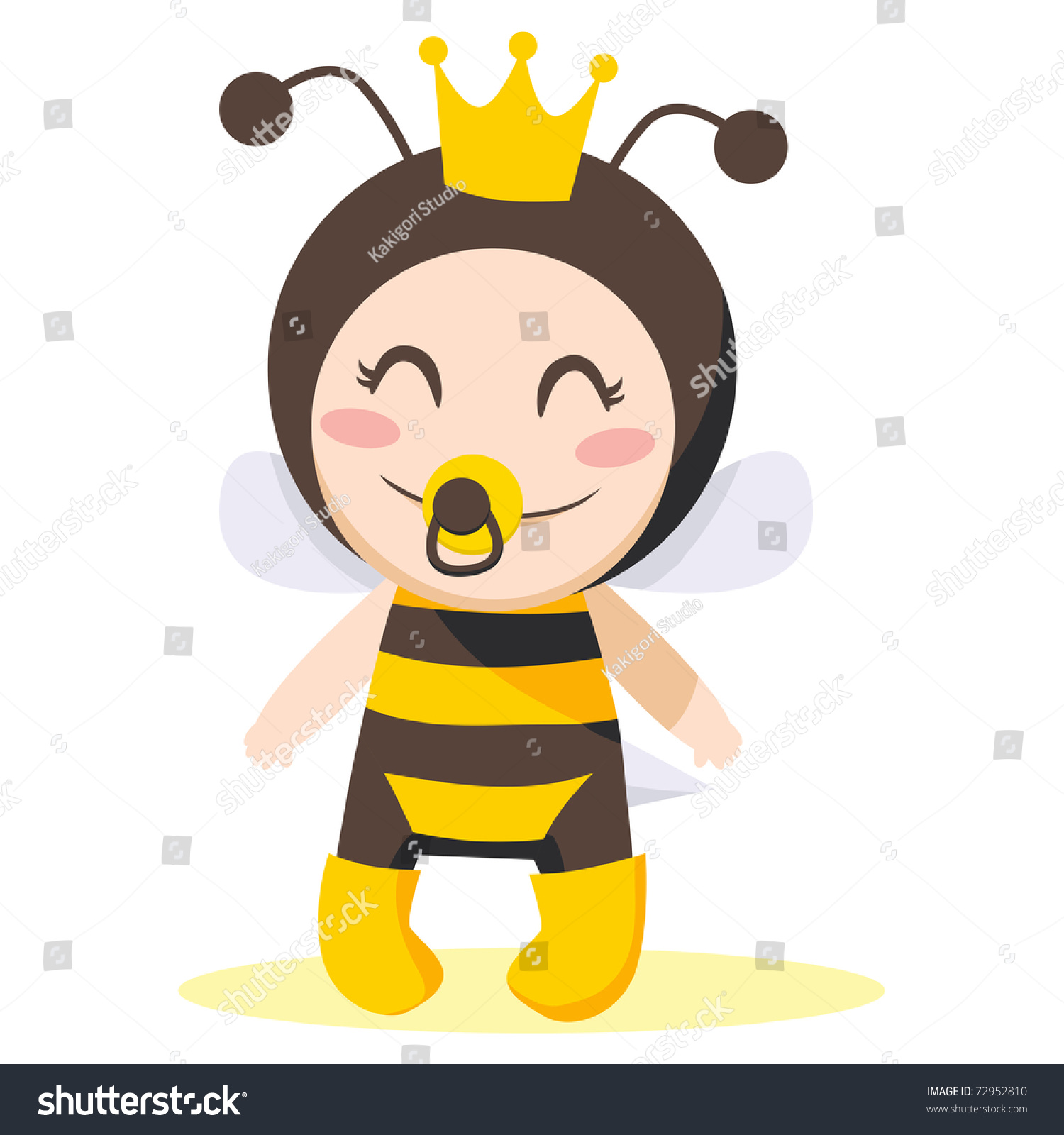 Cute Sweet Baby Girl Wearing Queen Bee Costume Stock Vector ...