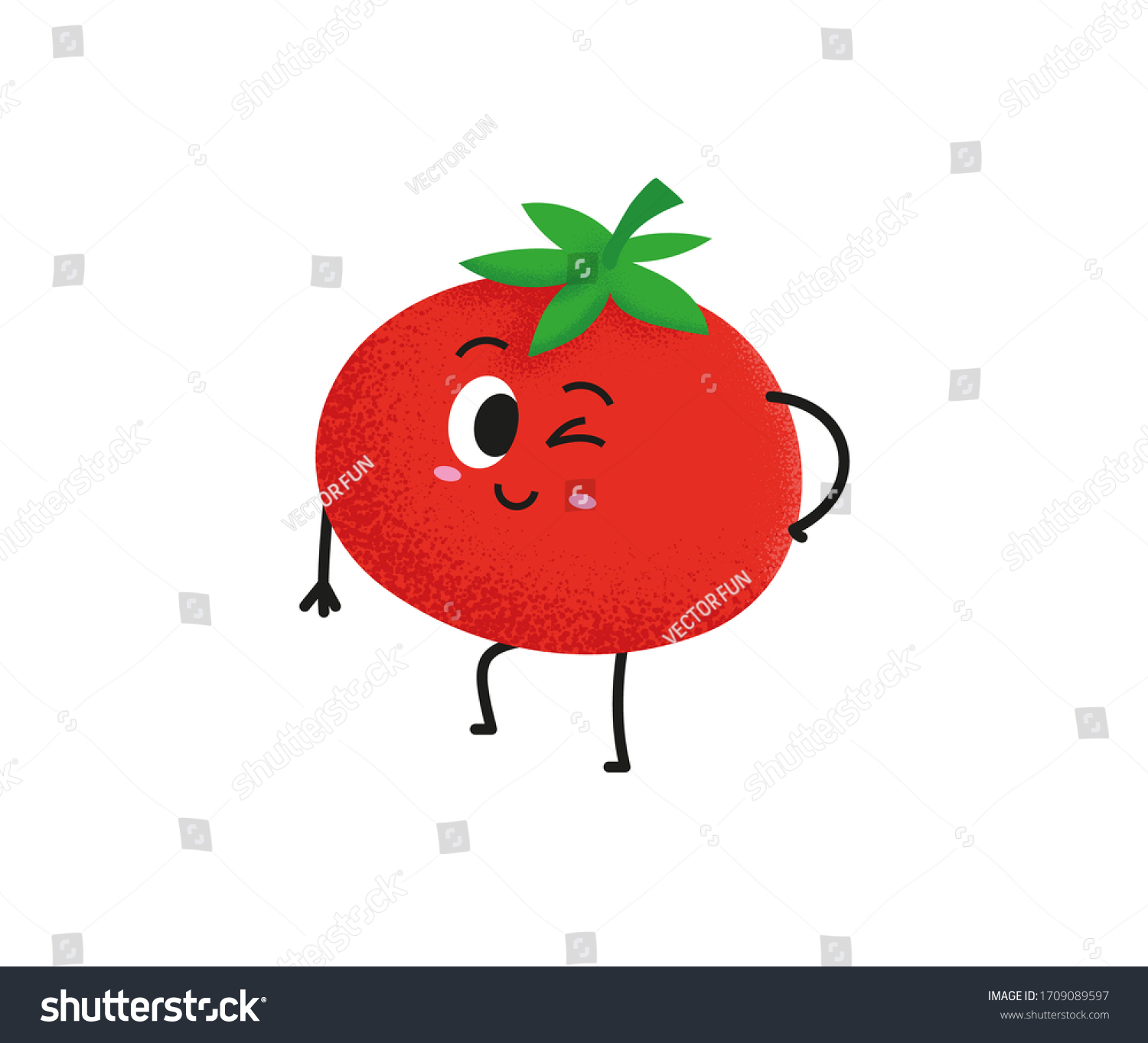 Cute Tomato Character Design Happy Vegetable Stock Vector Royalty Free