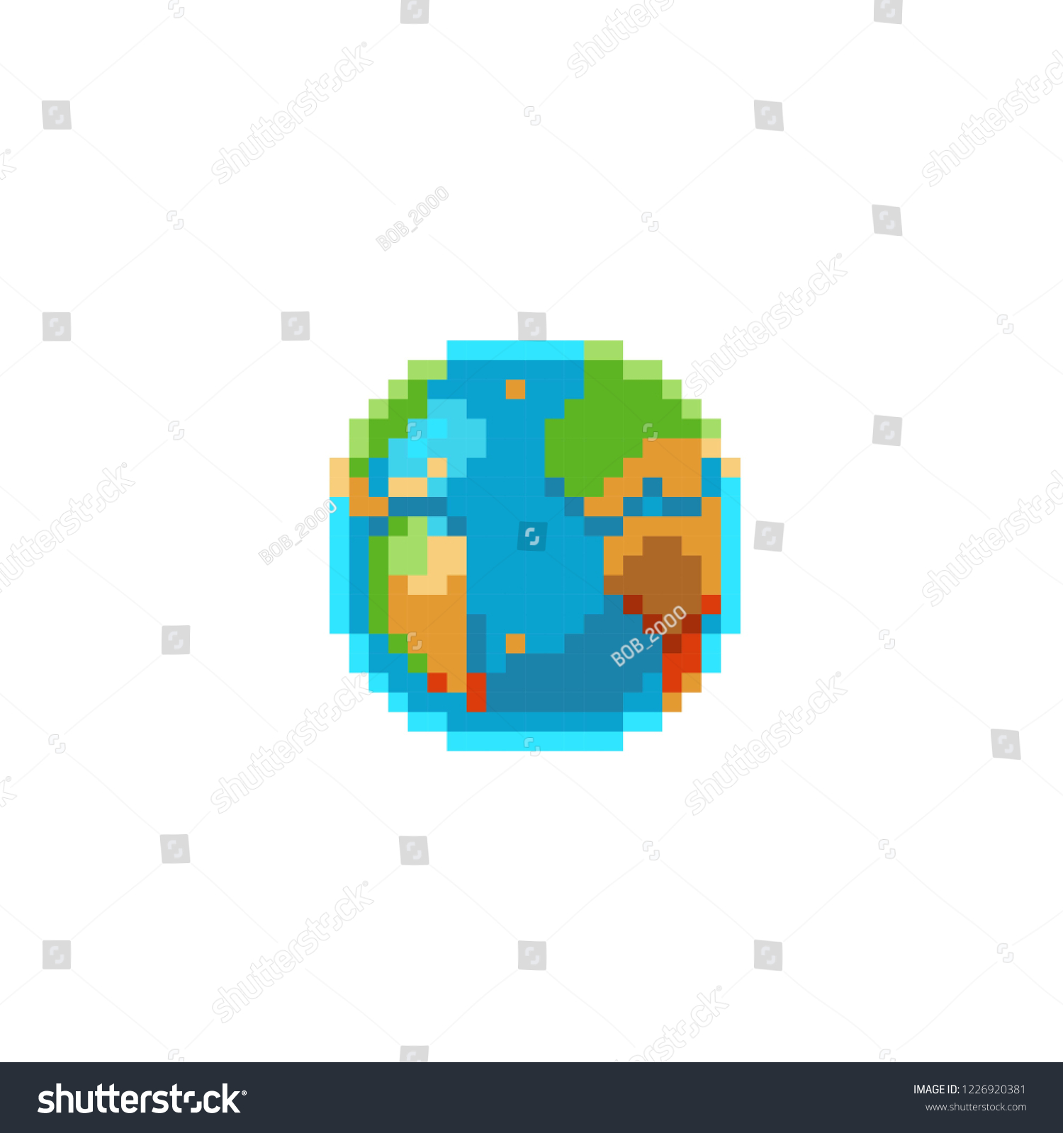 Cute Vector Globe Pixel Art Style Stock Vector Royalty Free