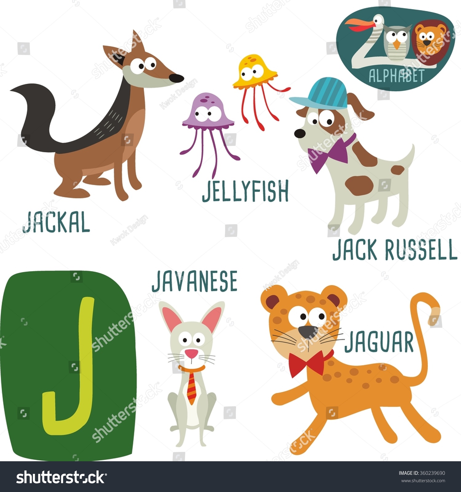 Cute Zoo Alphabet Vector J Letter Stock Vector 360239690 - Shutterstock
