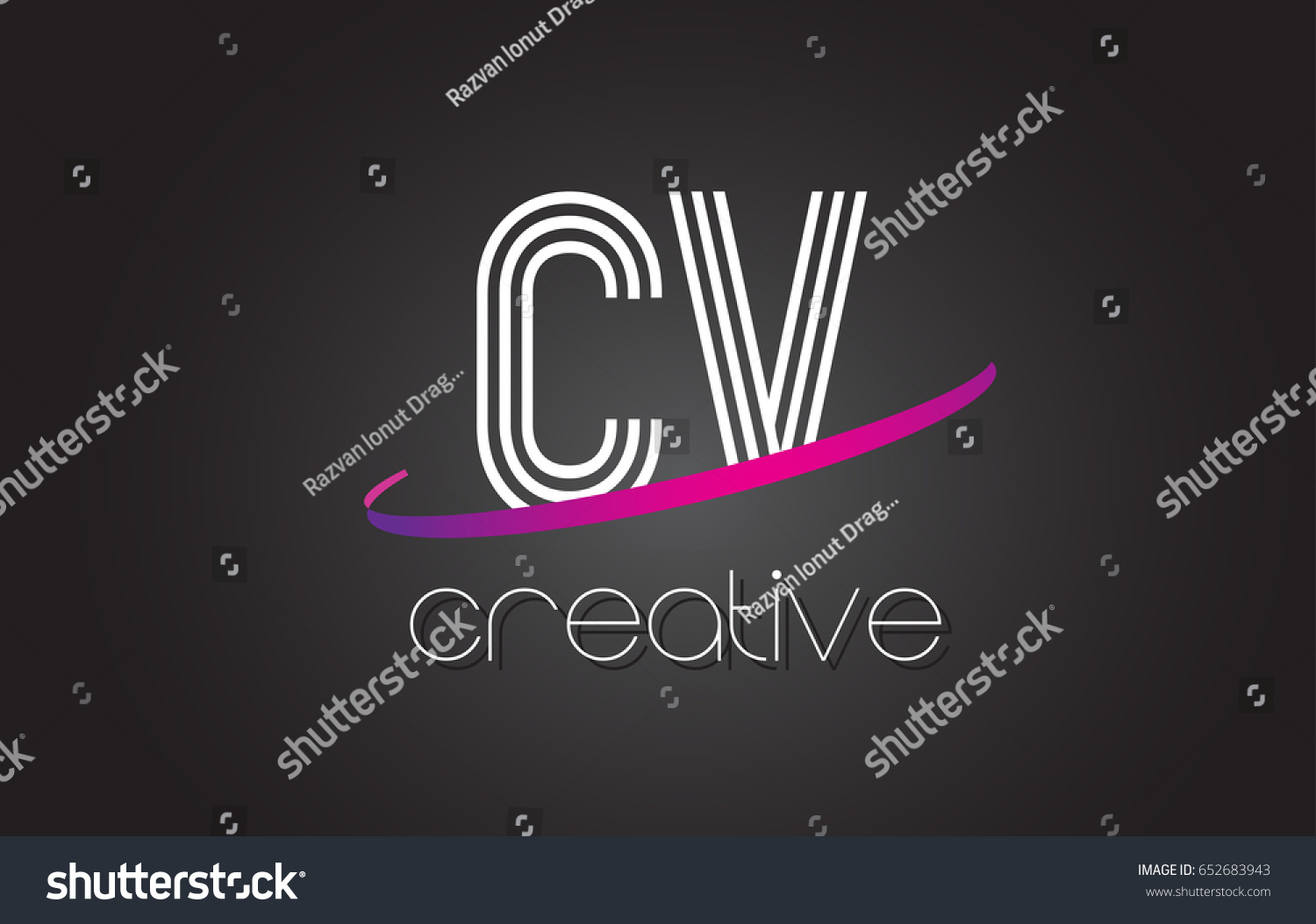 Cv C V Letter Logo Lines vector de stock libre de regalías 652683943