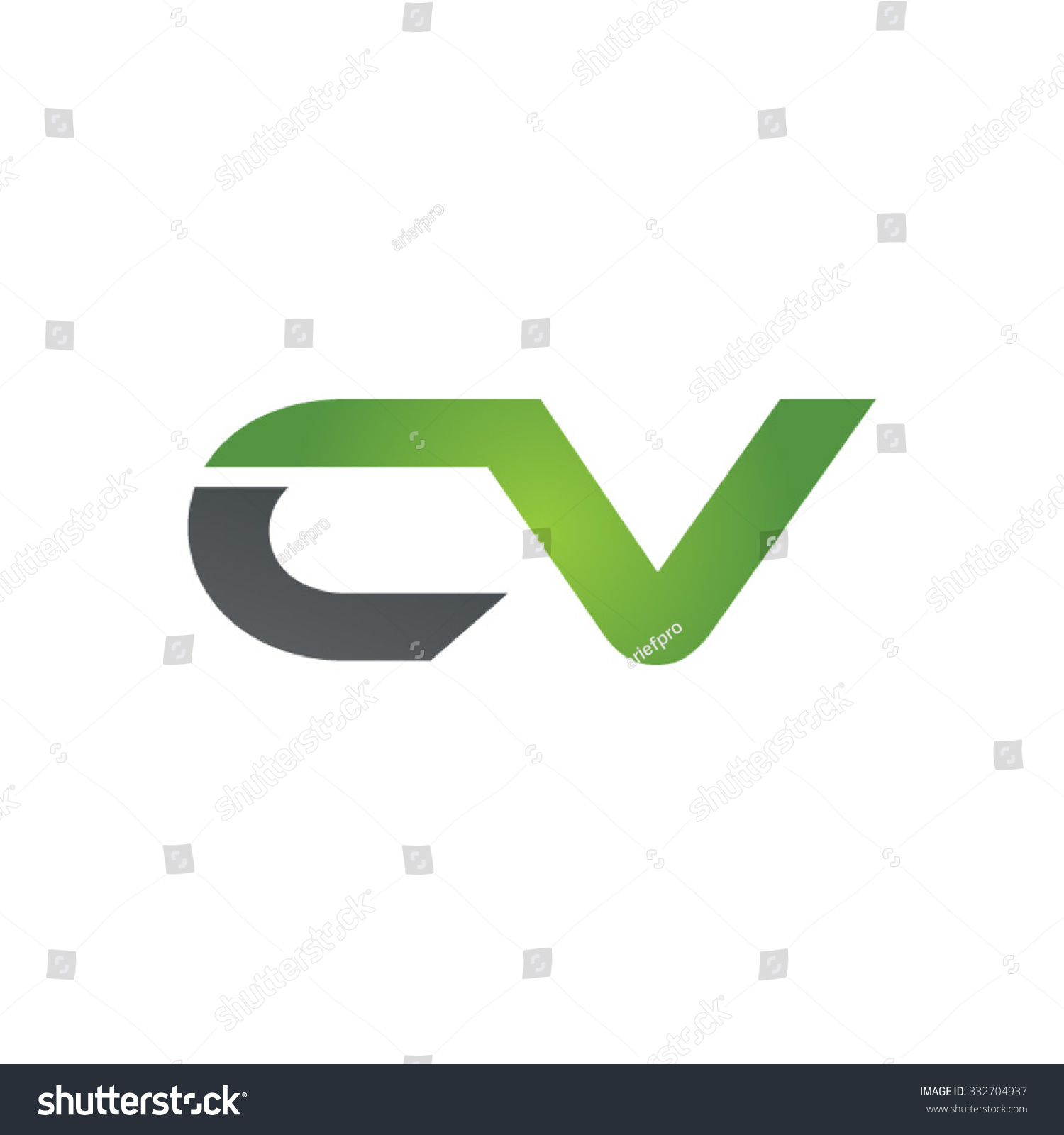 cv company linked letter logo green stock vector