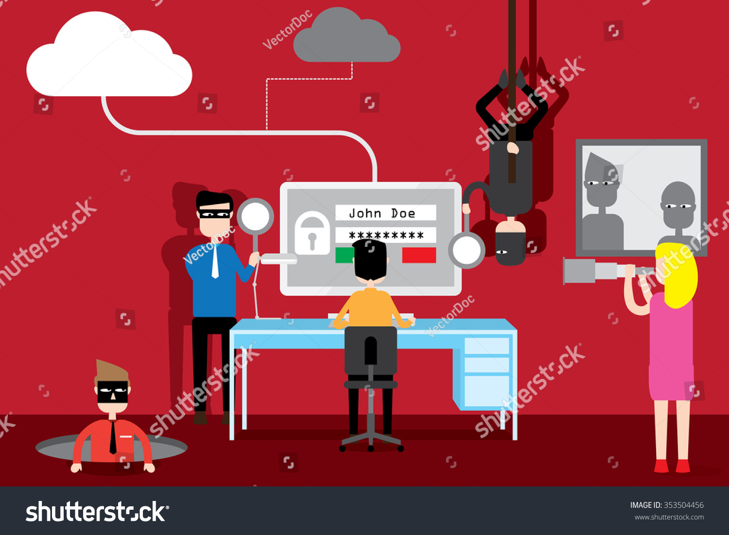 Cyber Security Concept, Flat Design. Stock Vector Illustration ...