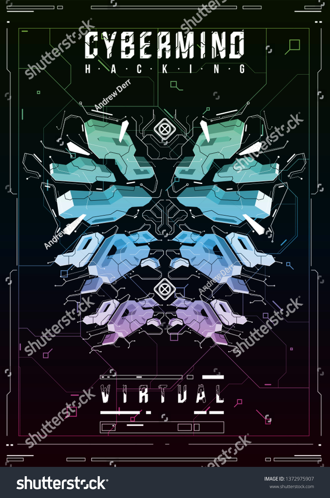 Cyberpunk Futuristic Poster Retro Futuristic Poster Vector De Stock