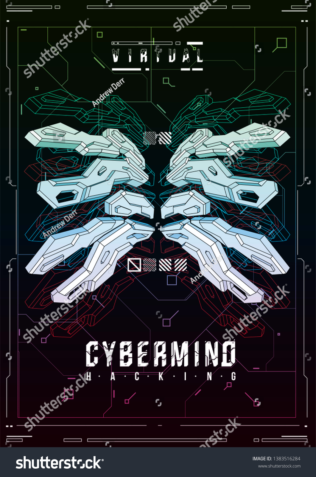 Cyberpunk Futuristic Poster Retro Futuristic Poster เวกเตอรสตอก