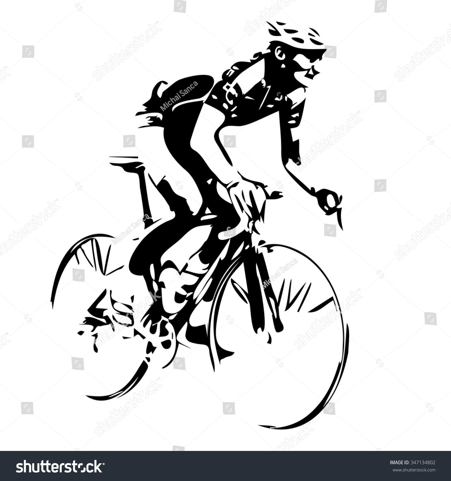 Cyclist Cycling Vector Drawing Stock Vector 347134802 - Shutterstock