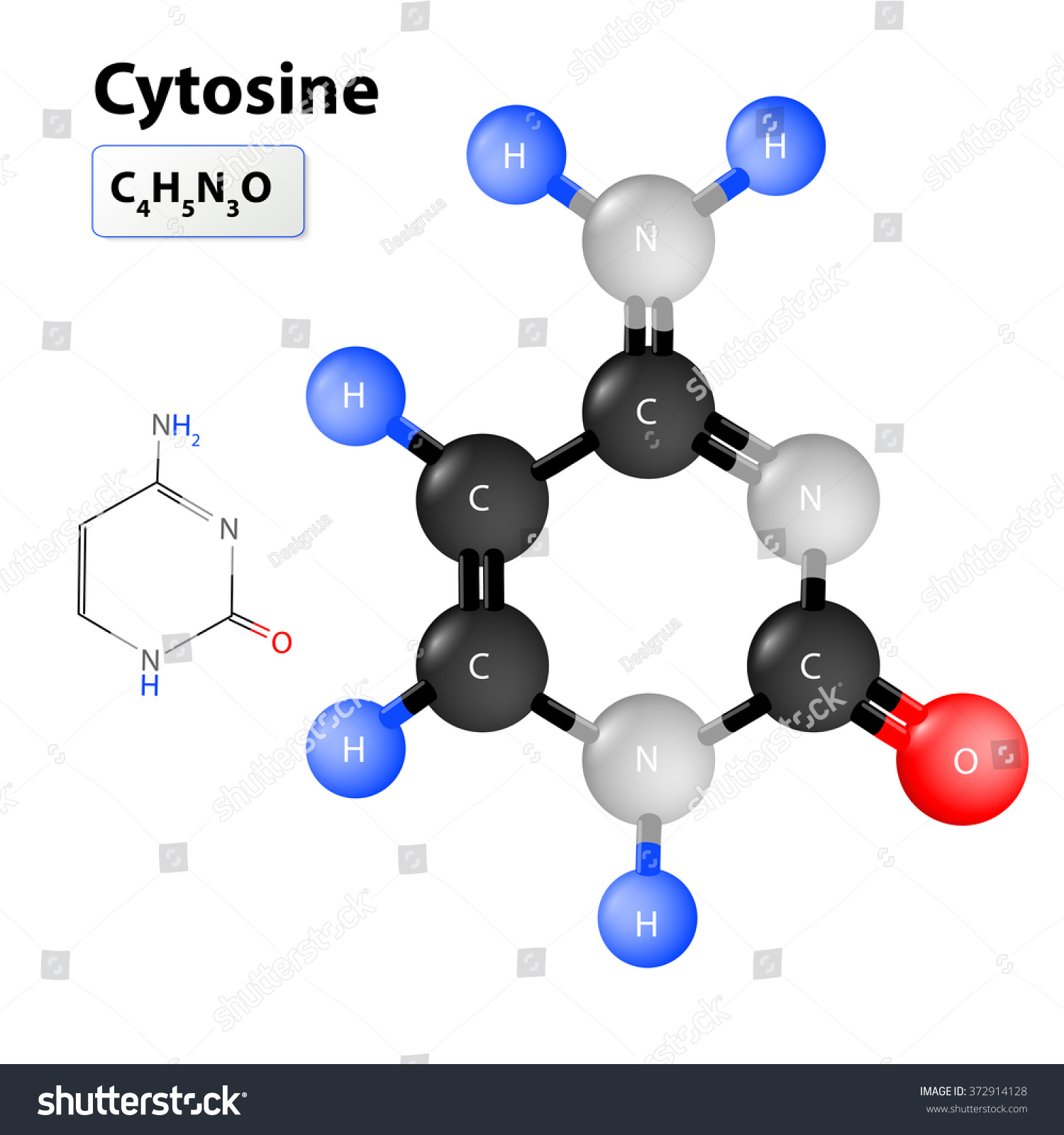 cytosine-molecular-structure-chemical-structural-formula-and-model-of