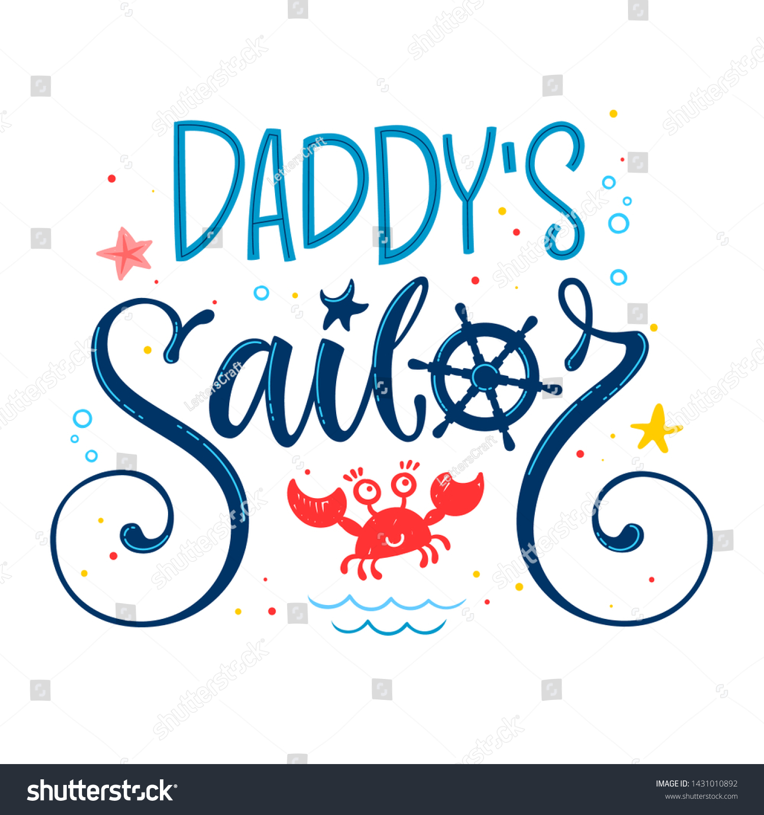 Daddys Sailor Quote Baby Shower Hand Stock Vector Royalty Free