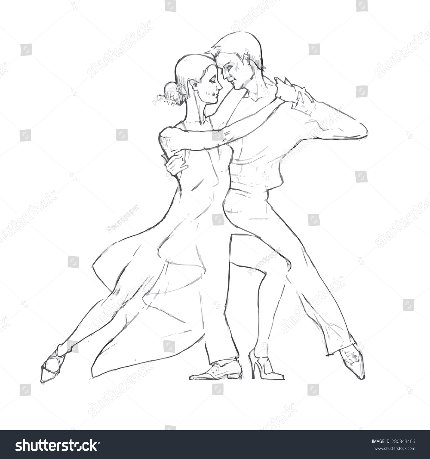 Dancing Couple Vector Sketch Stock Vector 280843406 - Shutterstock