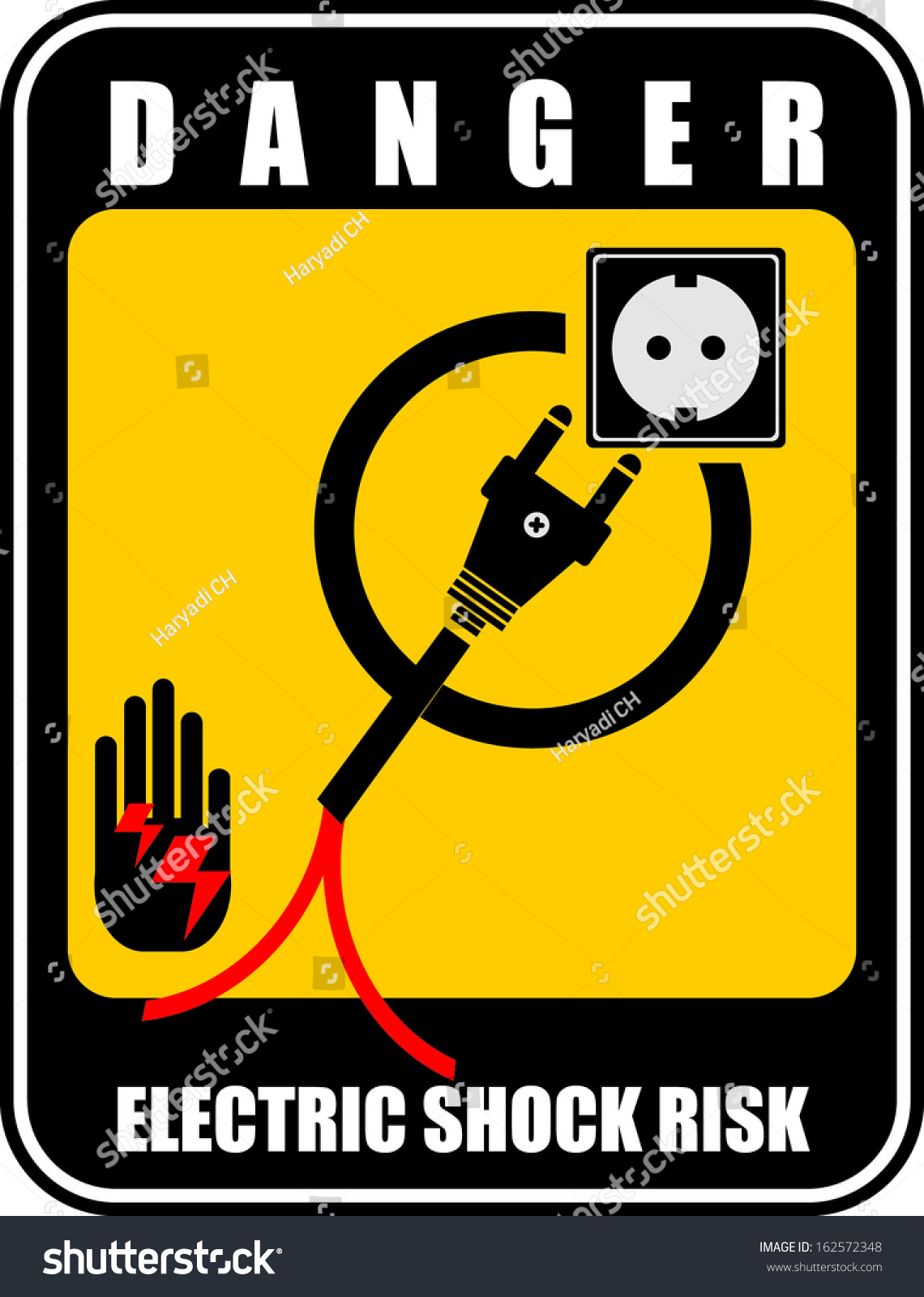 Danger Electric Shock Risk Sign ภาพประกอบเวกเตอร์สต็อก 162572348 Shutterstock