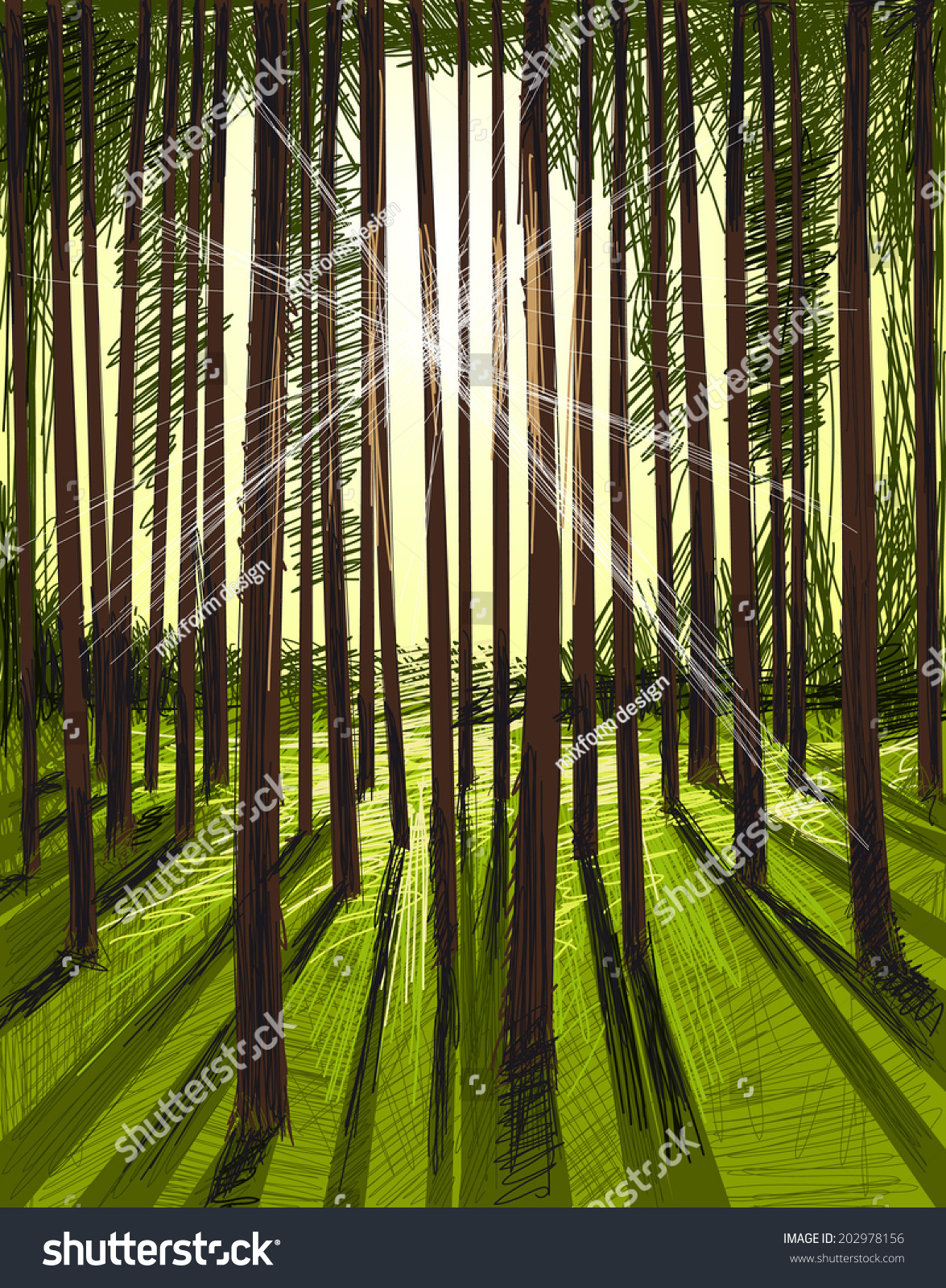 Dark Green Forest Stock Vector Illustration 202978156 : Shutterstock