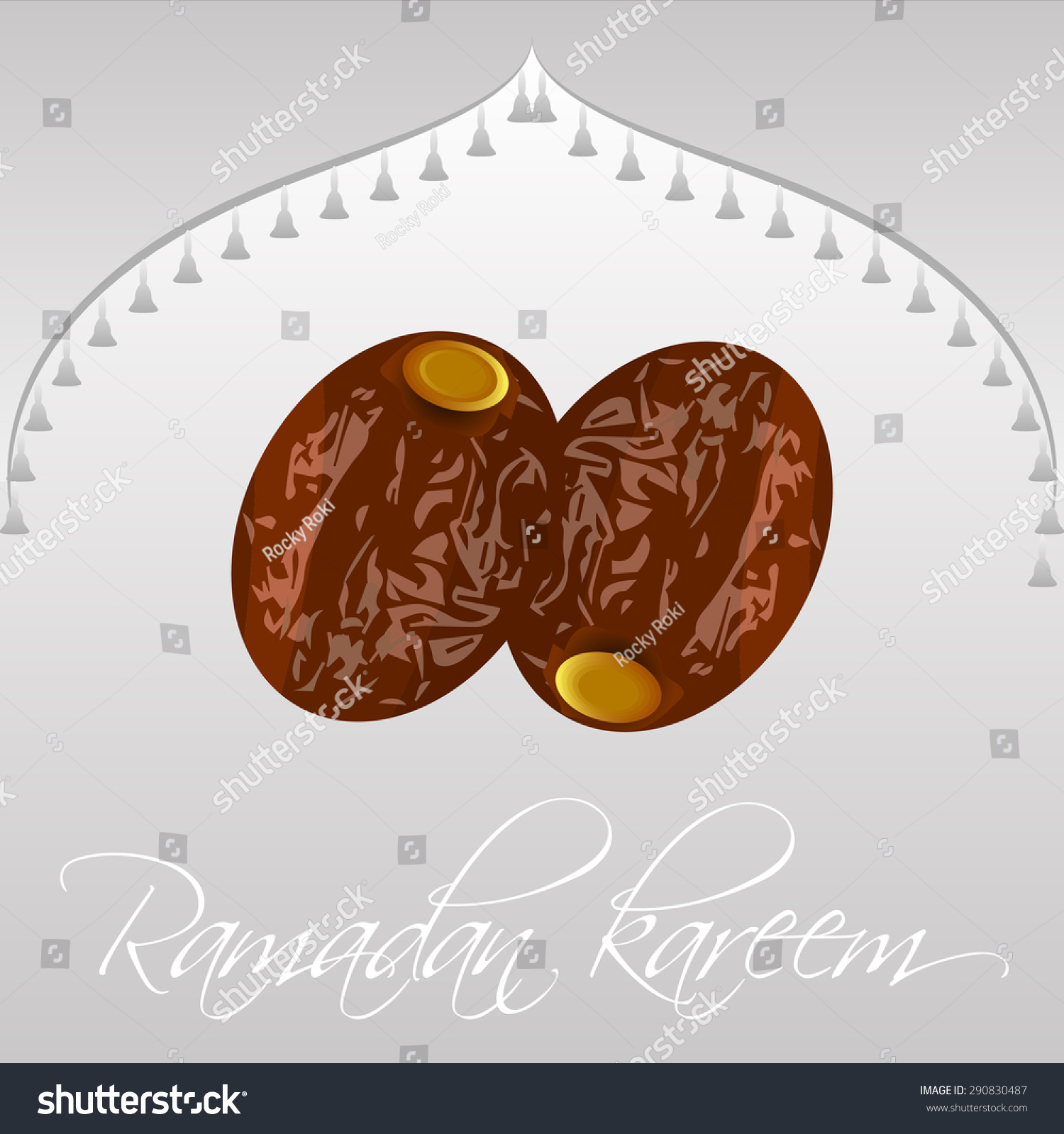 Dates Isolated For Ramadan Kareem, Background With Dome. Vector