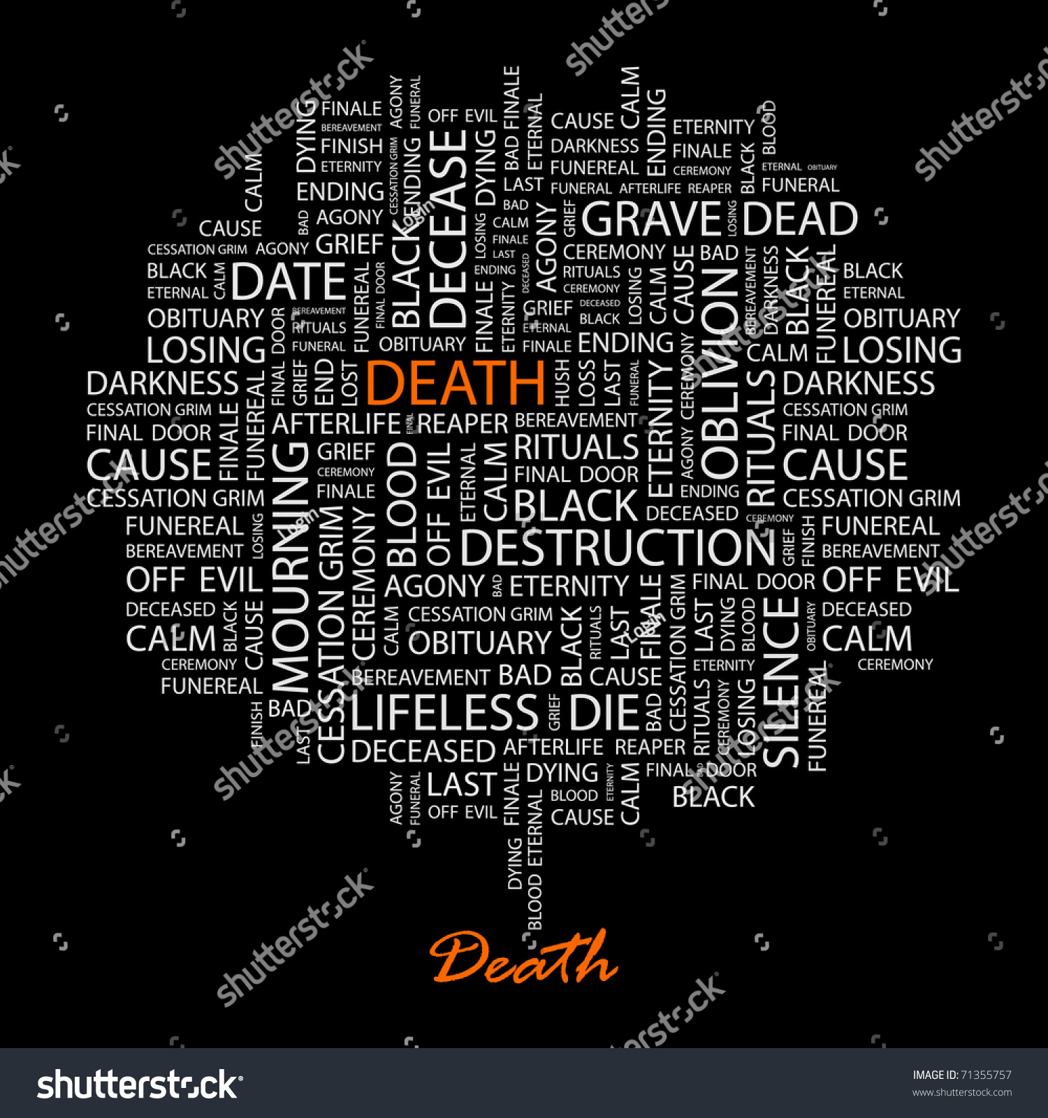 Death. Word Collage On Black Background. Vector Illustration ...