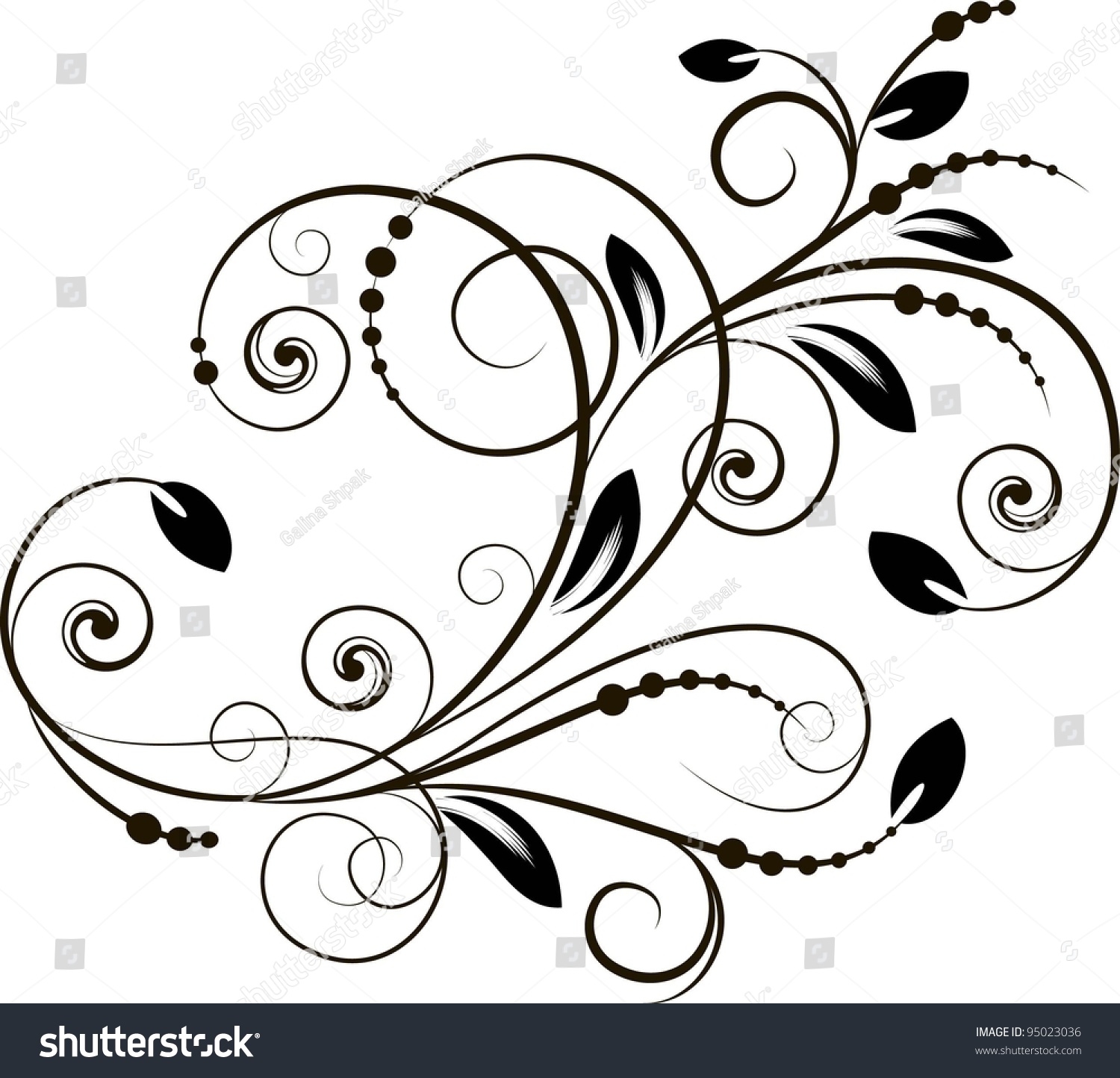 Decorative Branch In Vintage Styled For Design Stock Vector