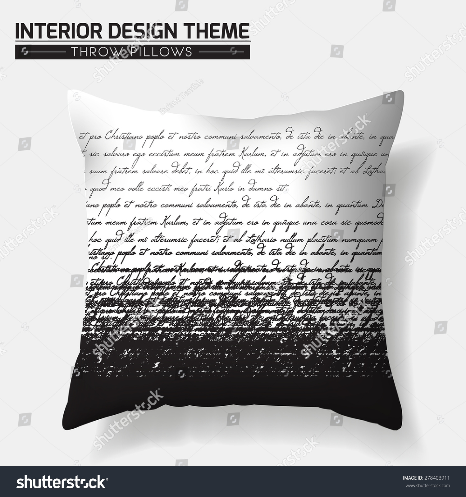 Decorative Calligraphic Writing Throw Pillow Design Template. Original Pattern Is Complete ...