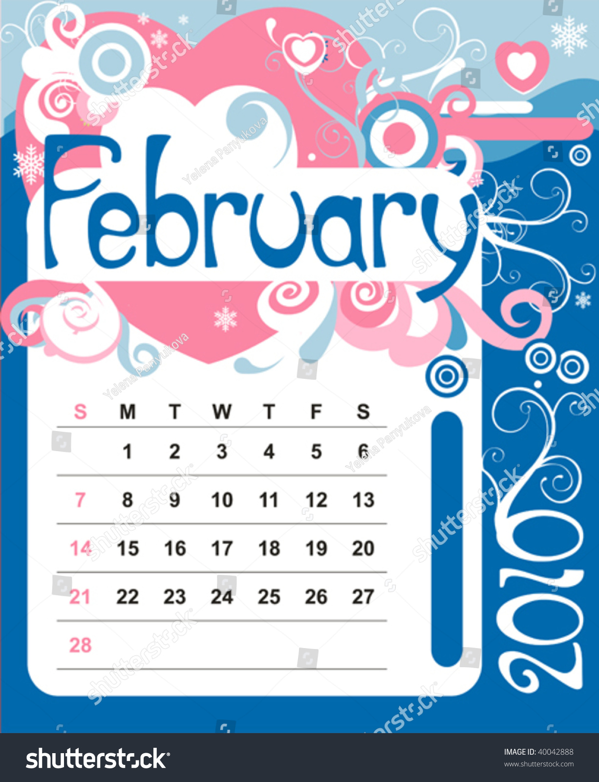 Decorative Frame For Calendar - February Stock Vector Illustration
