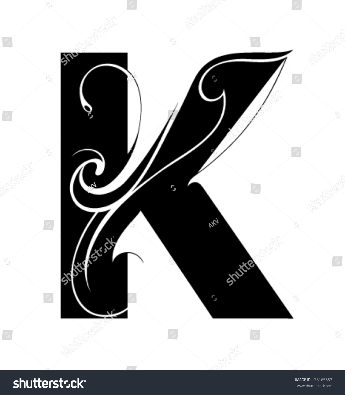 Decorative Letter Shape Font K Stock Vector 178165553 Shutterstock