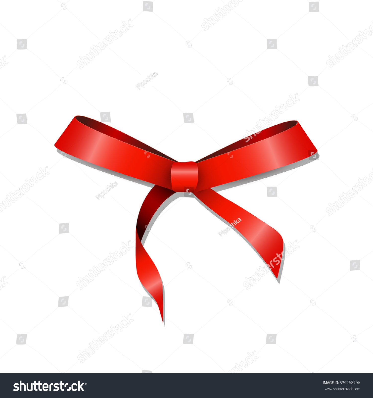 Decorative Shiny Red Satin Bow Isolated Stock Vector Royalty Free