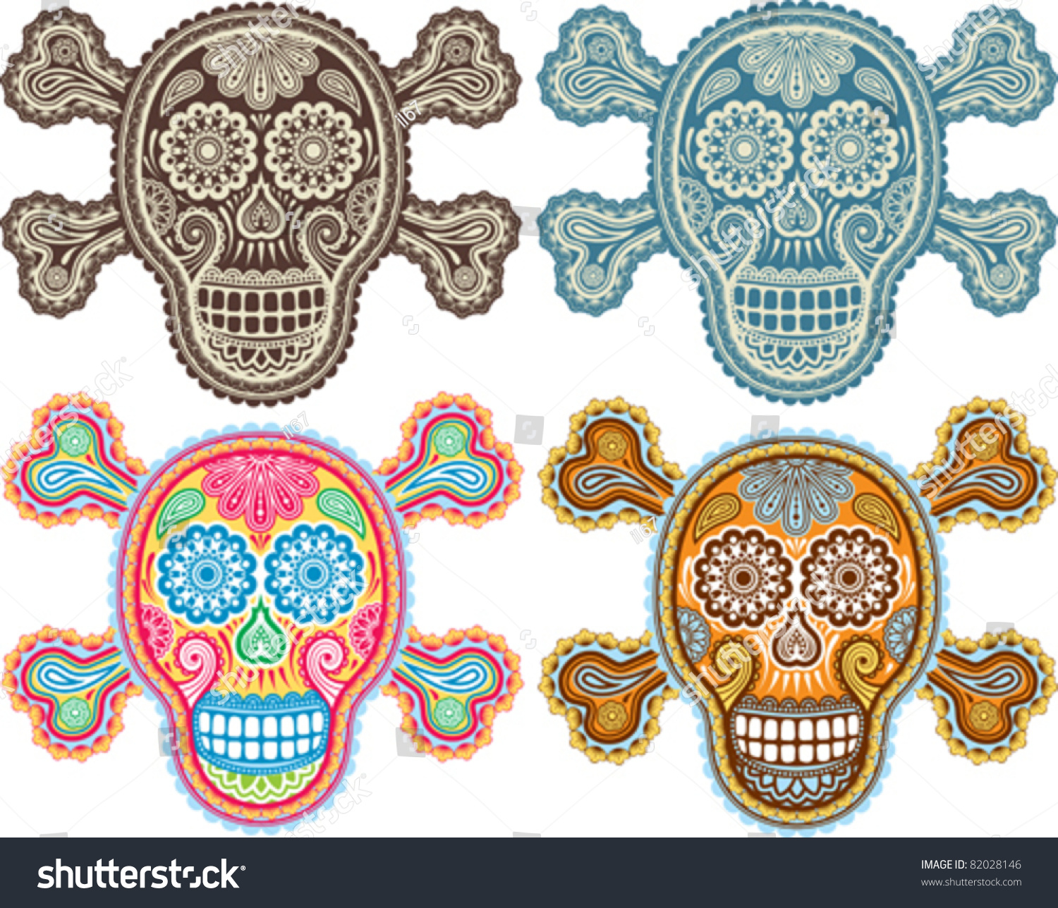 Decorative Skull In Traditional Mexican Style Stock Vector Illustration 