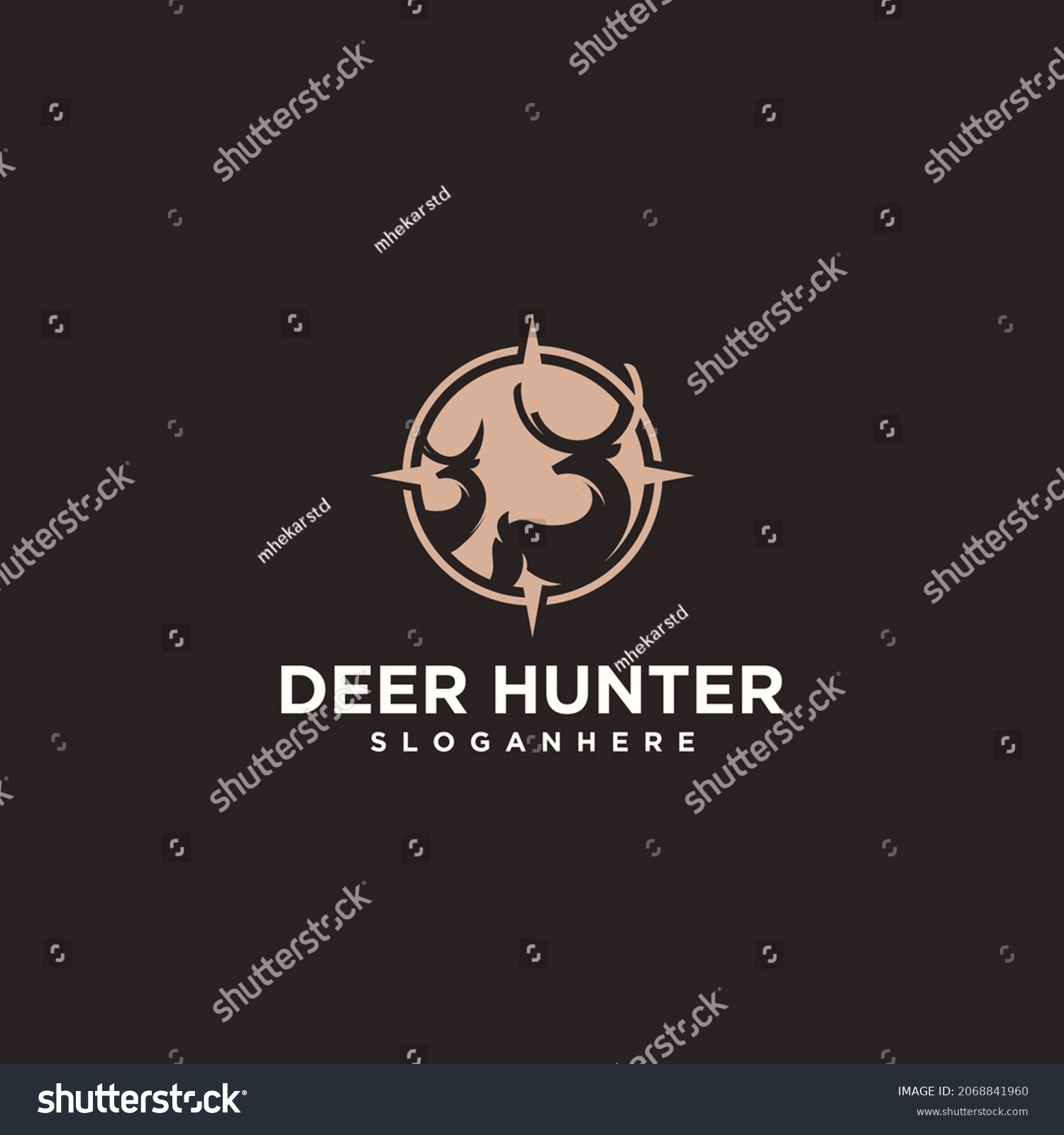 Deer Hunting Club Logo Design Template Stock Vector Royalty Free