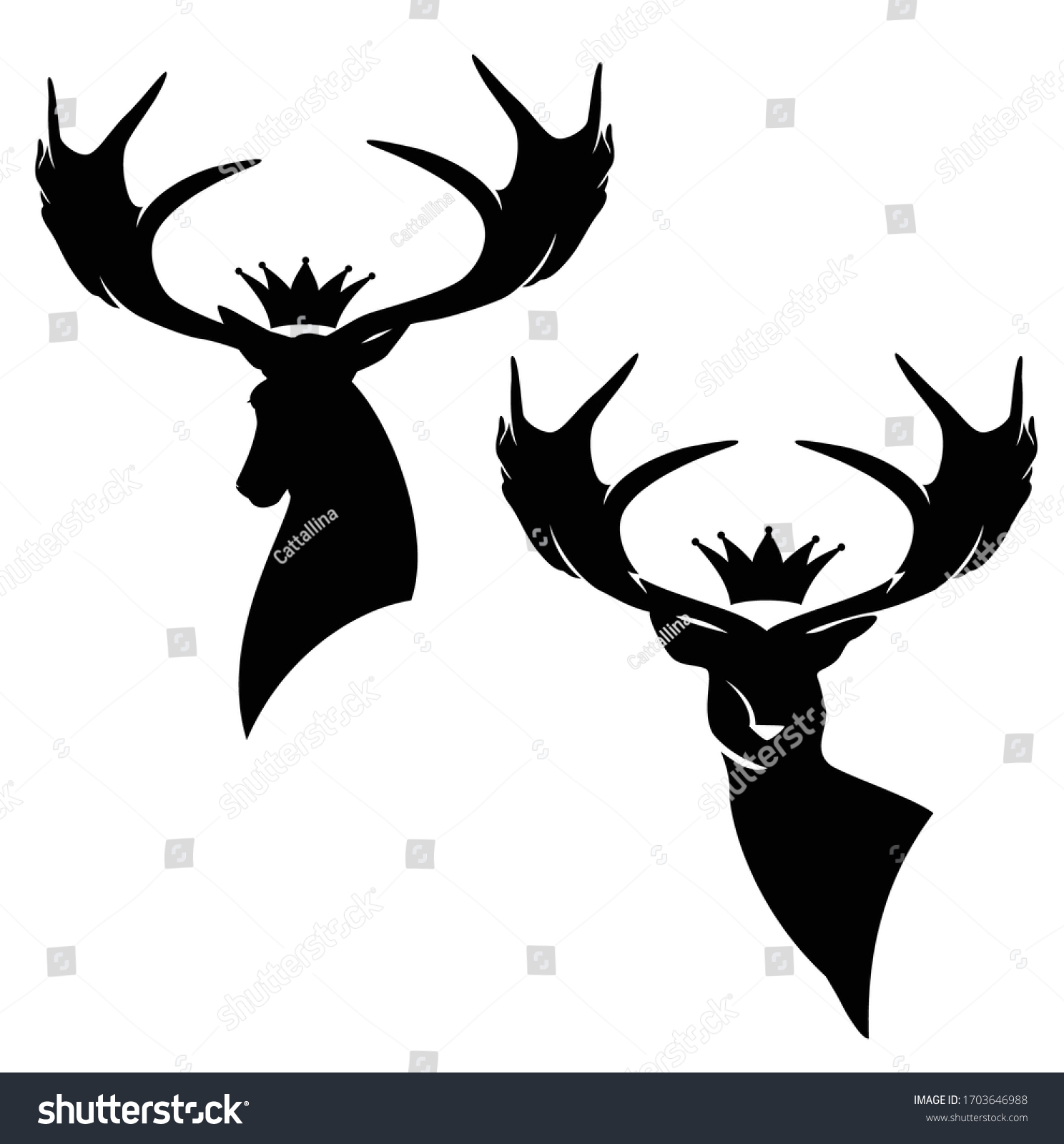 Deer Stag Large Antler Horns Royal Stock Vector Royalty Free