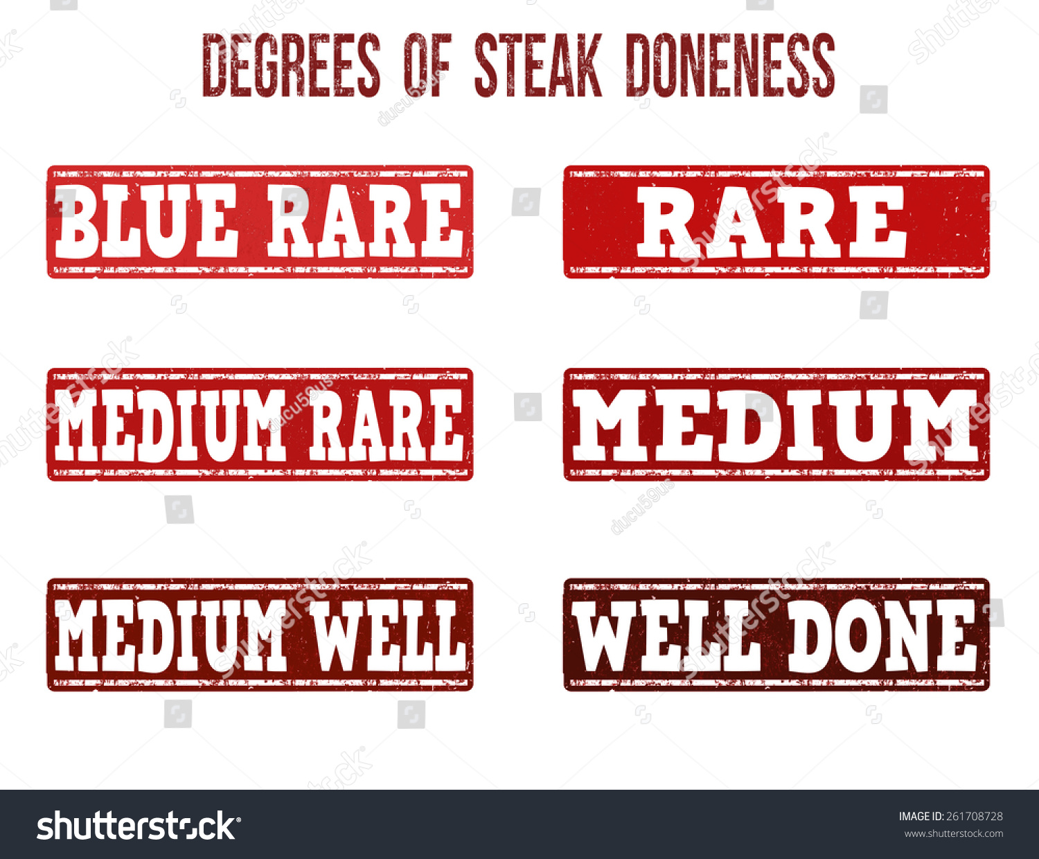 Degrees Steak Doneness Grunge Rubber Stamps Stock Vector Royalty Free