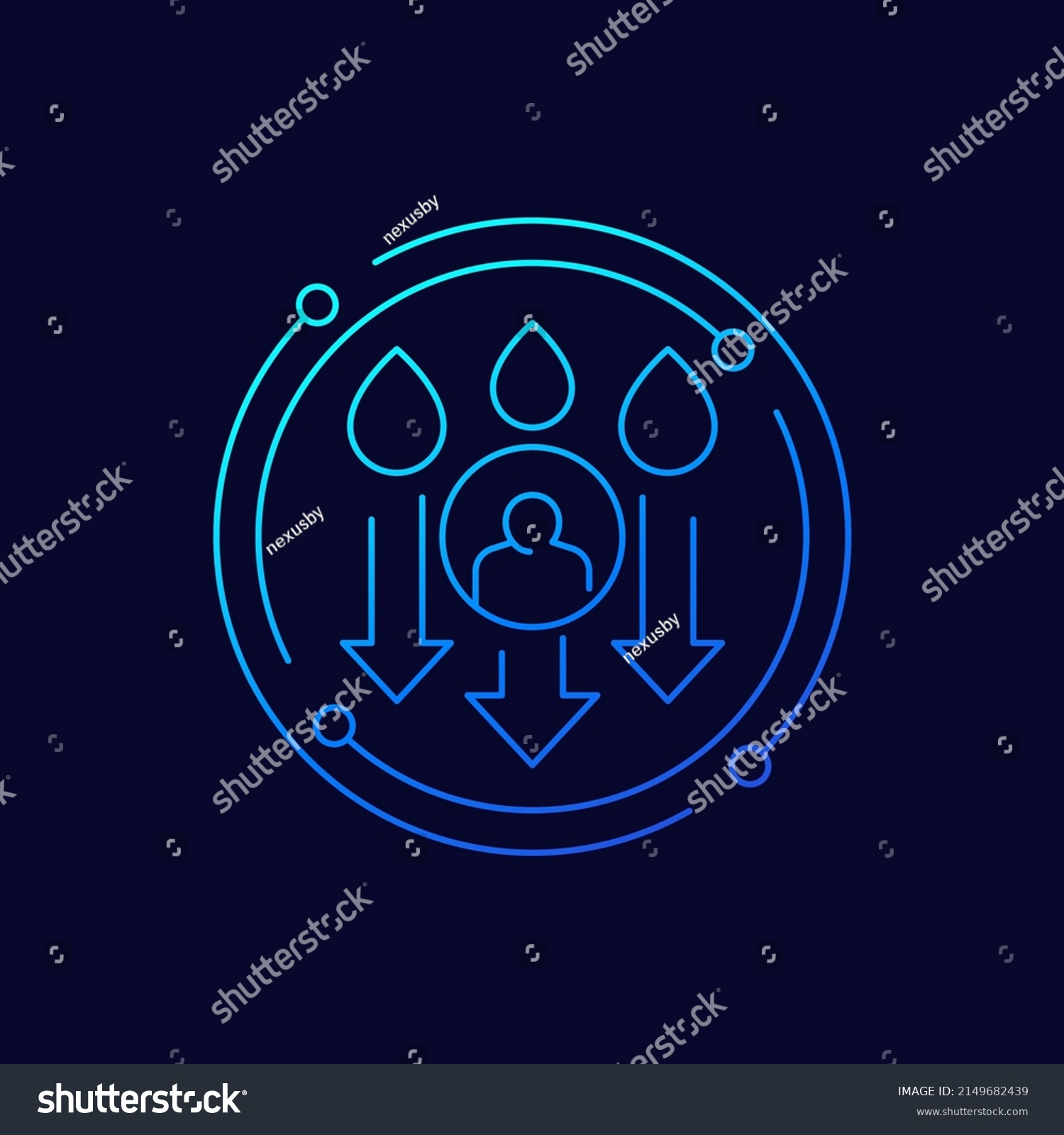 Dehydration Icon Low Body Water Linear Stock Vector Royalty Free