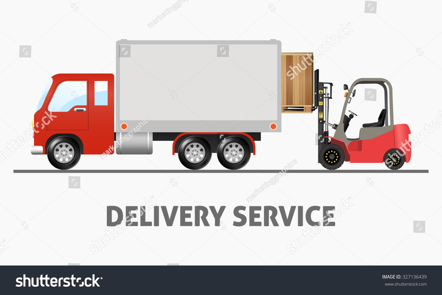 Delivery Service Shipping Truck and Forklift Delivery Service Shipping Truck and Forklift